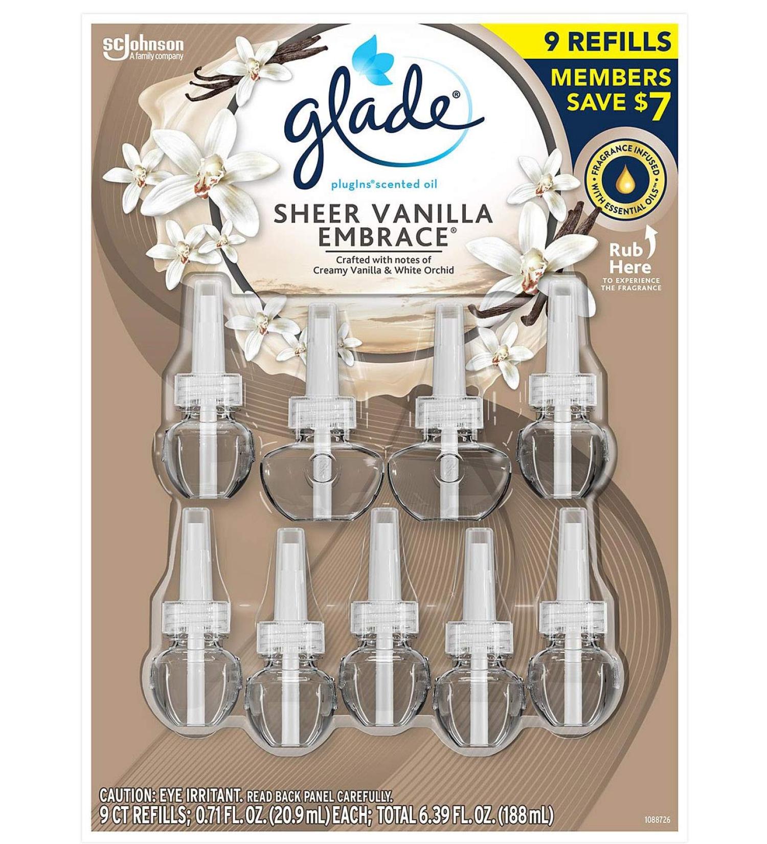 Glade PlugIns Scented Oil Warmers - Sheer Vanilla Embrace Essential Oil Infused 6.39 oz - 9 Refills | International Shipping Available - Buy Online on GoSupps.com