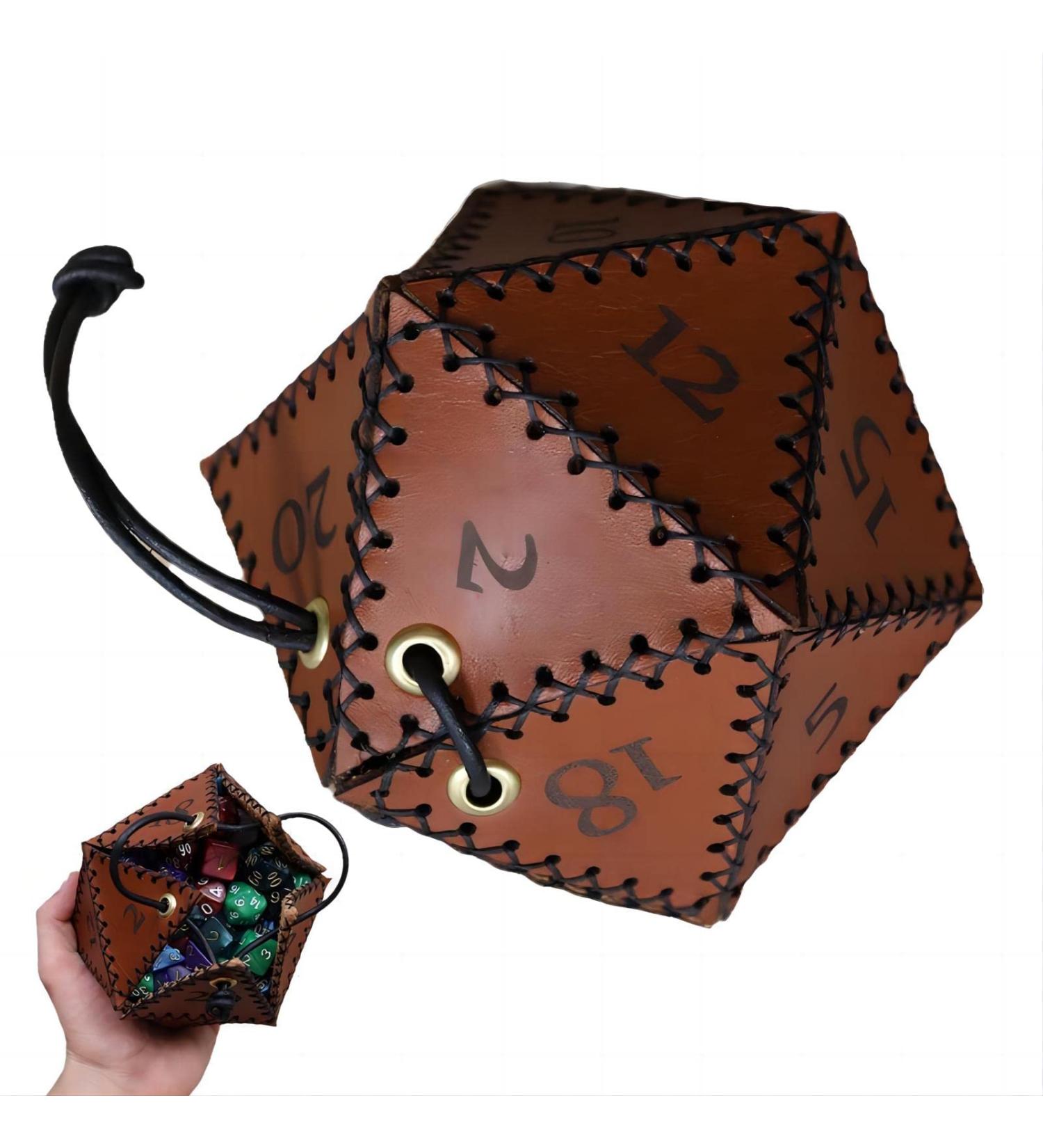 Taivoze Leather D20 Dice Bag - Portable Polyhedral Dice Pouch for RPG Game - DND Dice Bag - Buy Online on GoSupps.com