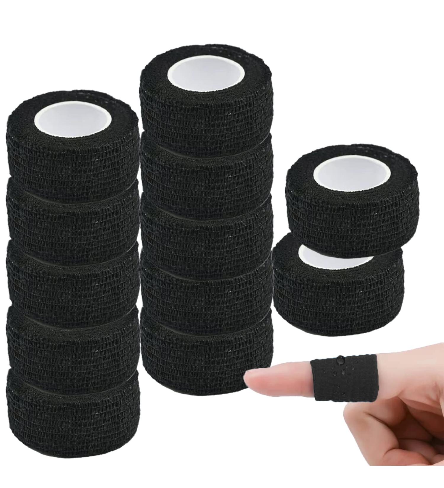 Buy WUXTANGZ Self Adherent Bandage Wrap - 1 Inch Elastic Cohesive Athletic Tape (12 Pack Black) for Sports First Aid & Vet Use | International Shipping Available - Buy Online on GoSupps.com