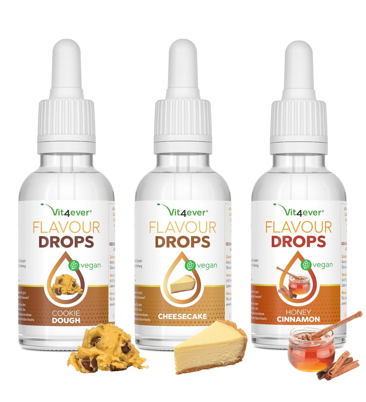 Flavor Drops Bundle 3x50ml - Zero-Calorie Cookie Dough Cheesecake & Honey Cinnamon - Best E-Commerce Option - Buy Online on GoSupps.com