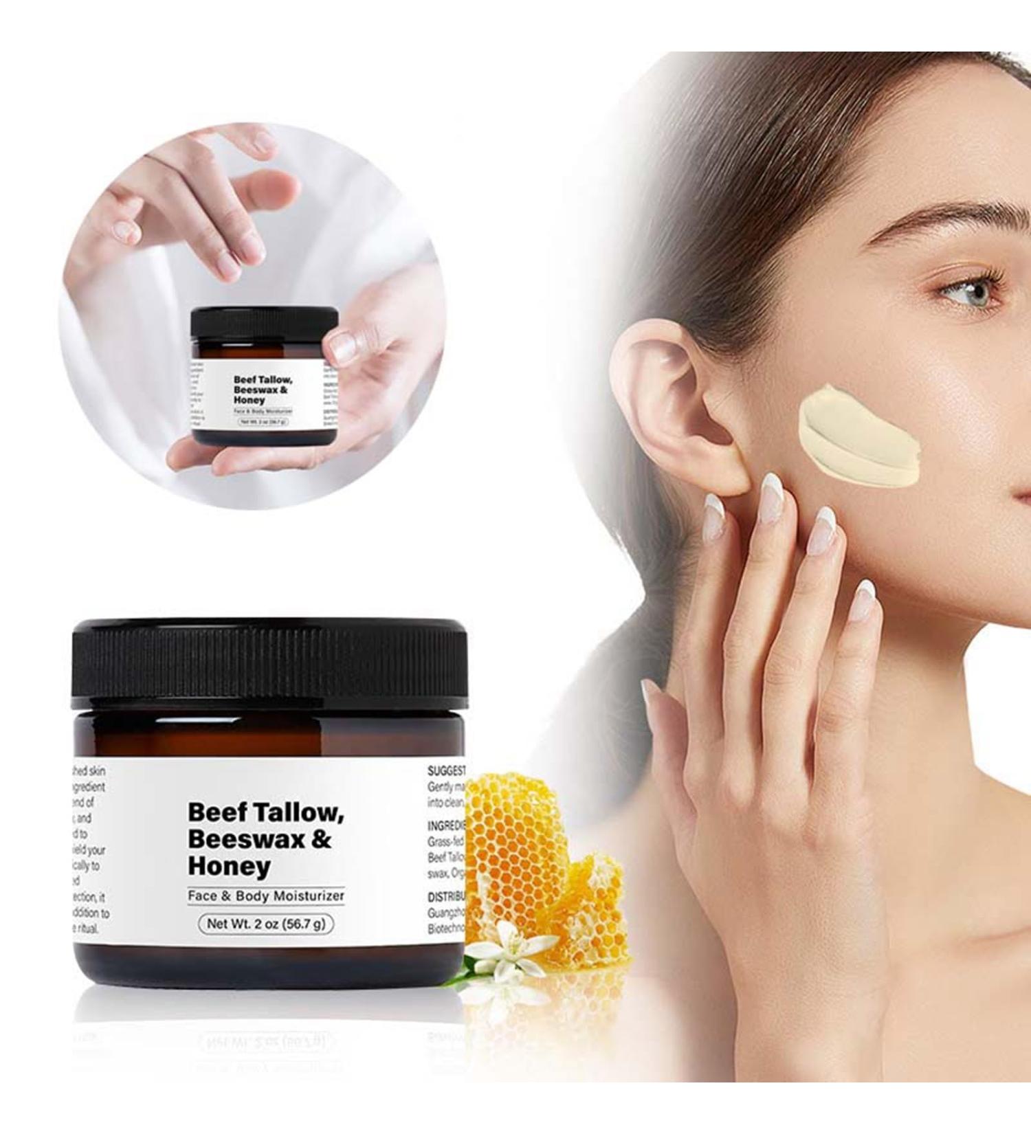 Beef Tallow Skin Care Beef Tallow and Raw Honey Moisturizing Cream Natural Lotion - Natural Beef Suet Lotion for Skin Care 200g (White 3pcs) - Buy Online on GoSupps.com