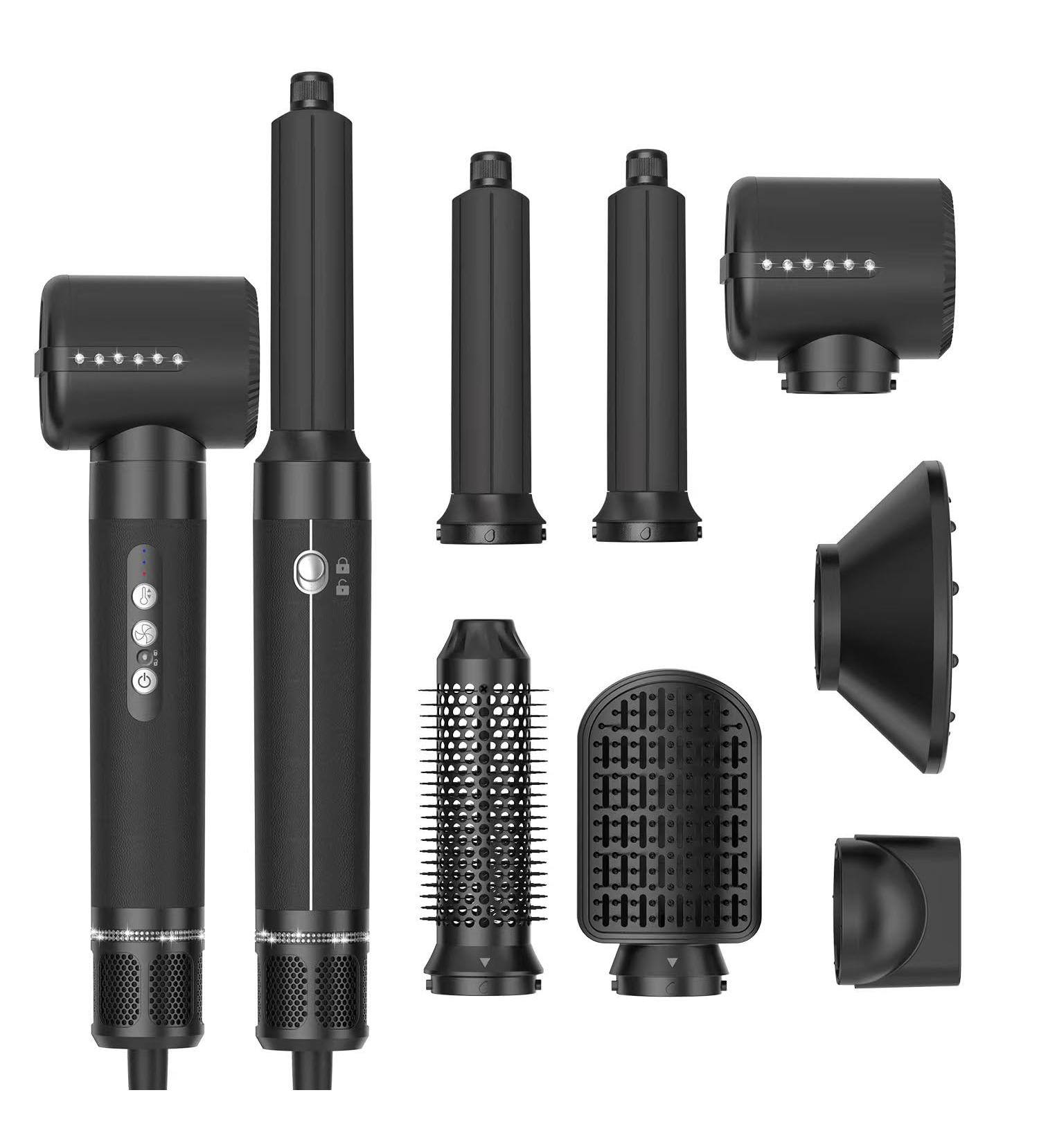 ZCVTBYE 7-in-1 Hair Styling System - High-Speed 110 000 RPM Air Brush Straightener Curling Wand & Volumizer - Black | International Shipping Available - Buy Online on GoSupps.com