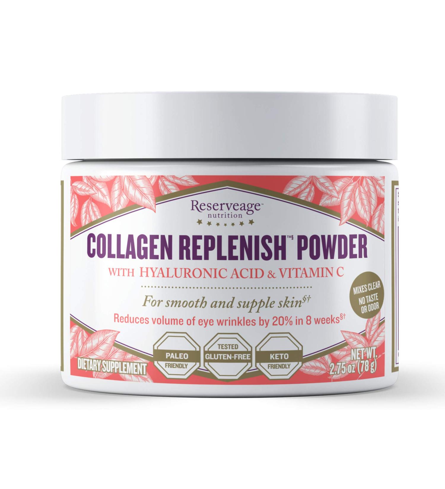 ReserveAge Nutrition Collagen Replenish Powder | Hyaluronic Acid & Vitamin C - 2.75 oz (78 g) - Buy Online on GoSupps.com