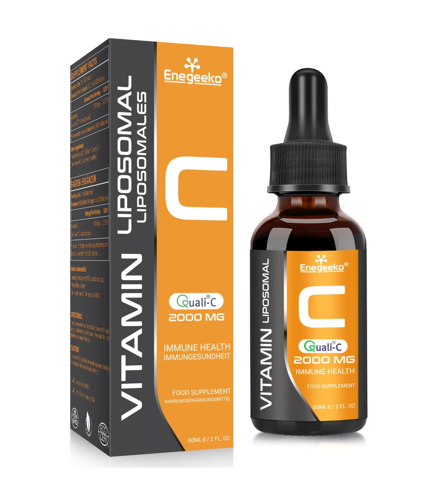 Liposomal Vitamin C Liquid 2000mg High Absorption Vegan Formula for Immune & Antioxidant Non-GMO Gluten & Soy Free (60 ml (Pack of 1)) - Buy Online on GoSupps.com