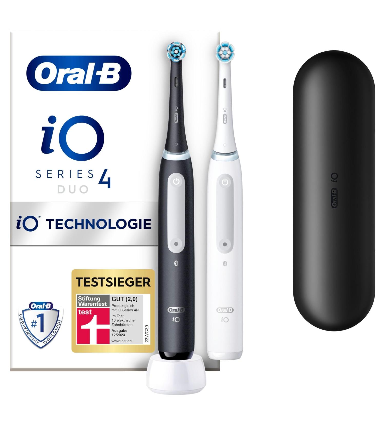 Oral-B io Series 4 Electric Toothbrush Double Pack - Test Winner by Stiftung Warentest (12/2023) | Global Shipping Available - Buy Online on GoSupps.com