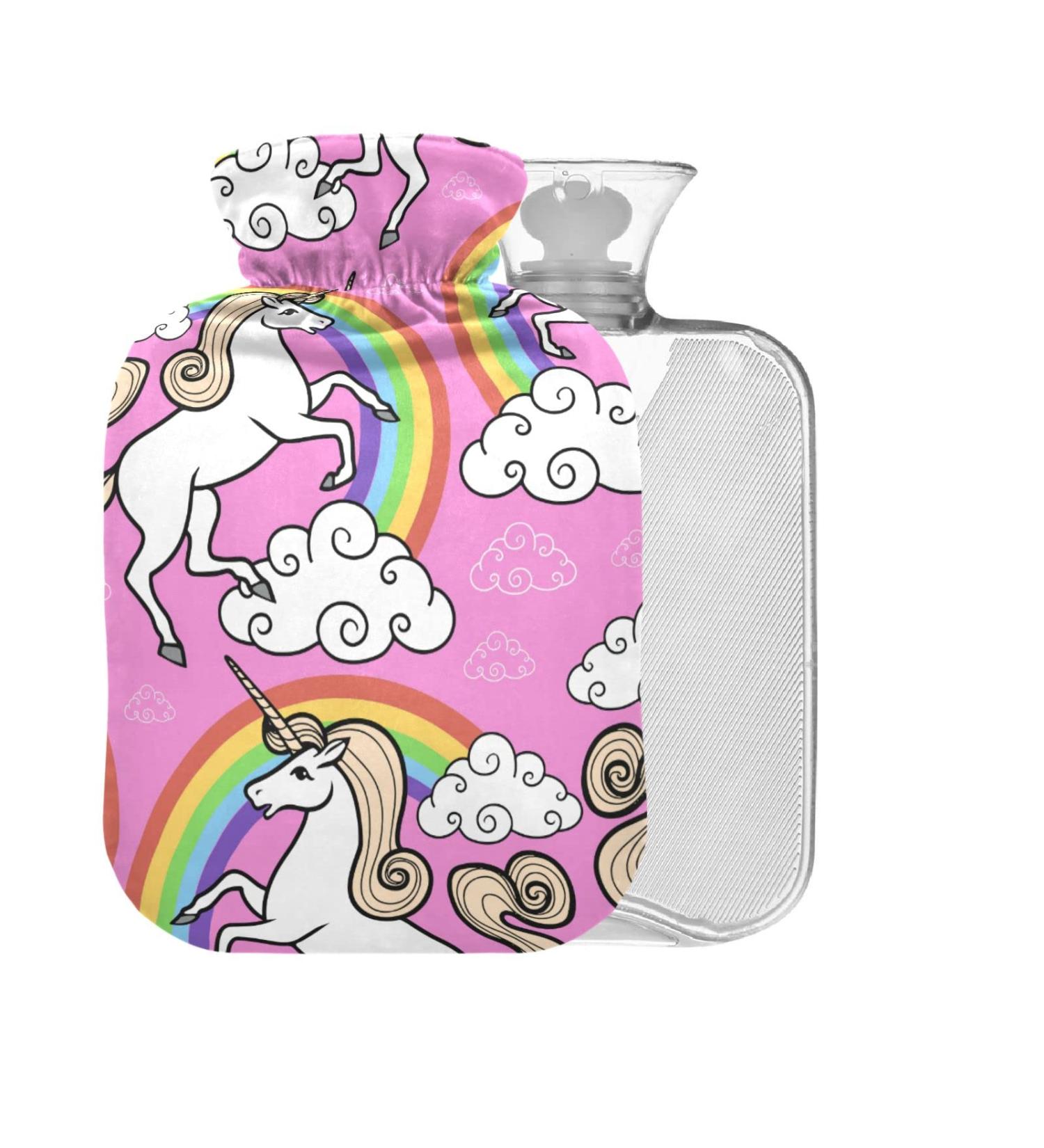 Buy Unicorn Hot Water Bottle 2L - Rainbow & Cloud Cover | BAP Free for Pain Relief | Large Hot Water Bag for Bed Hand & Feet - Buy Online on GoSupps.com