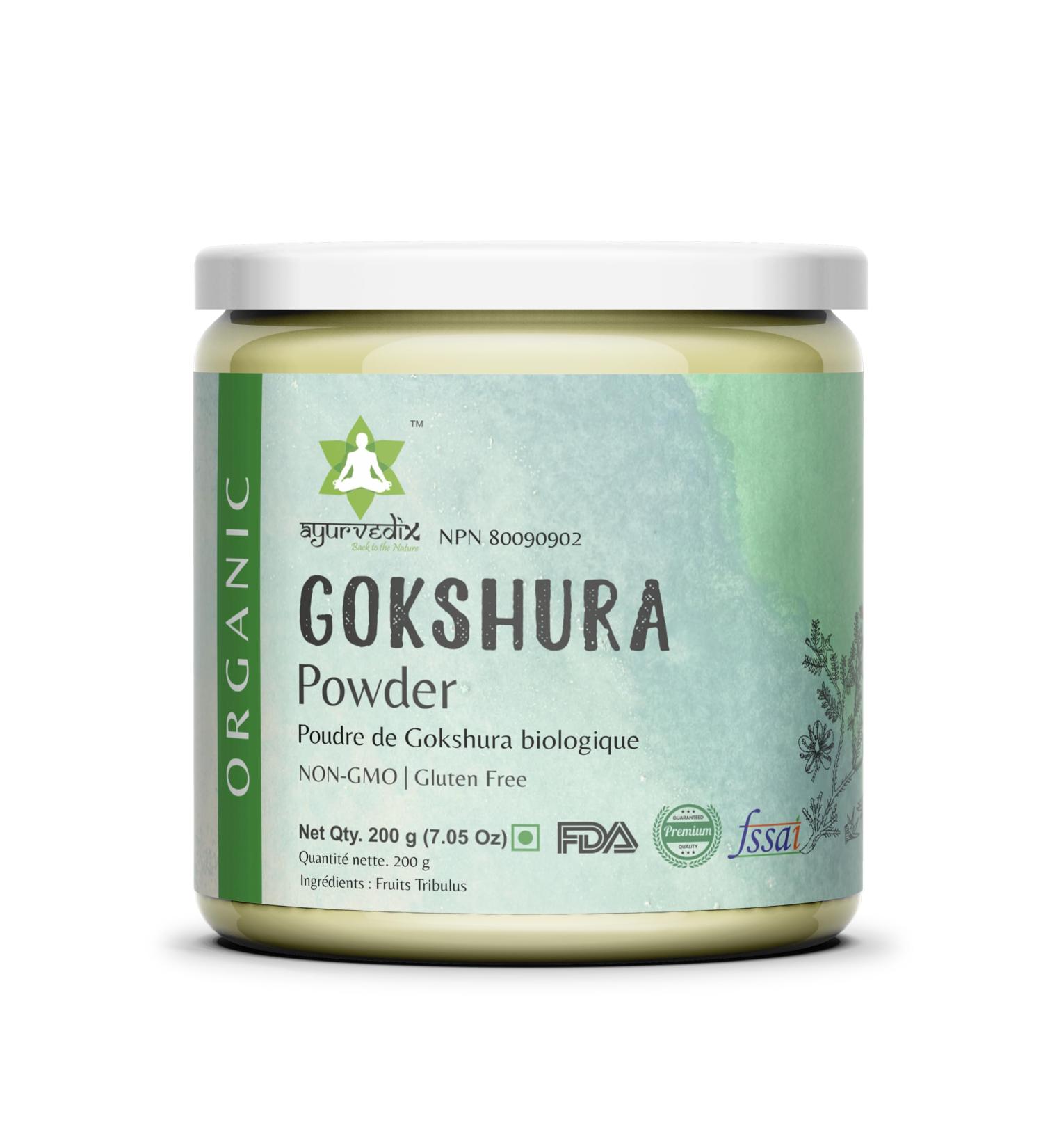 Ayurvedix Organic Gokshura Powder NPN 80090902 / Raw Tribulus Terrestris Powder / 200g Gokharu Powder - Buy Online on GoSupps.com