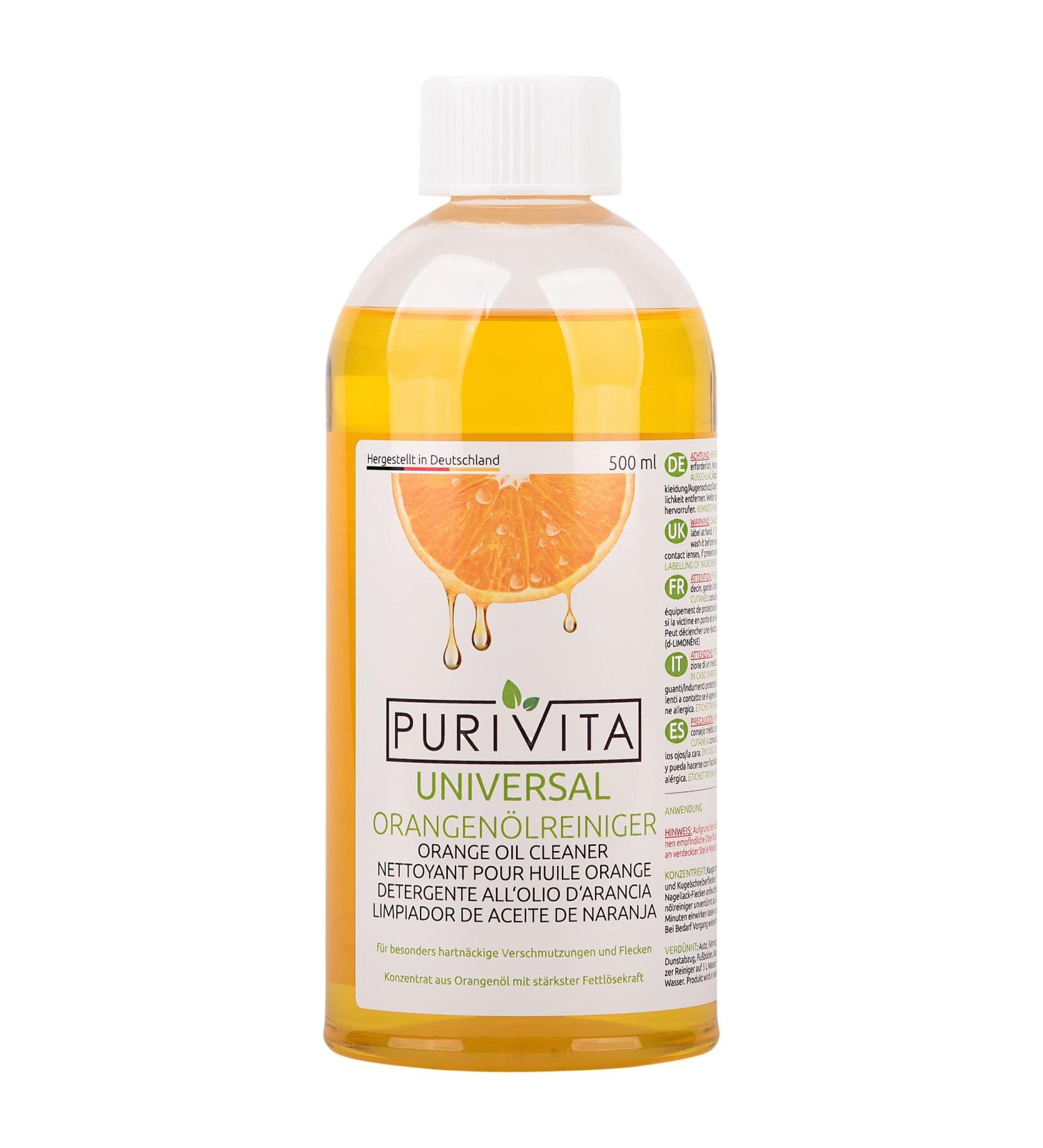 Purivita Orange Oil Clean Concentrate 500ml | High-Energy Eco-Friendly Universal Cleaner | Vegan & Fresh Fragrance - Buy Online on GoSupps.com