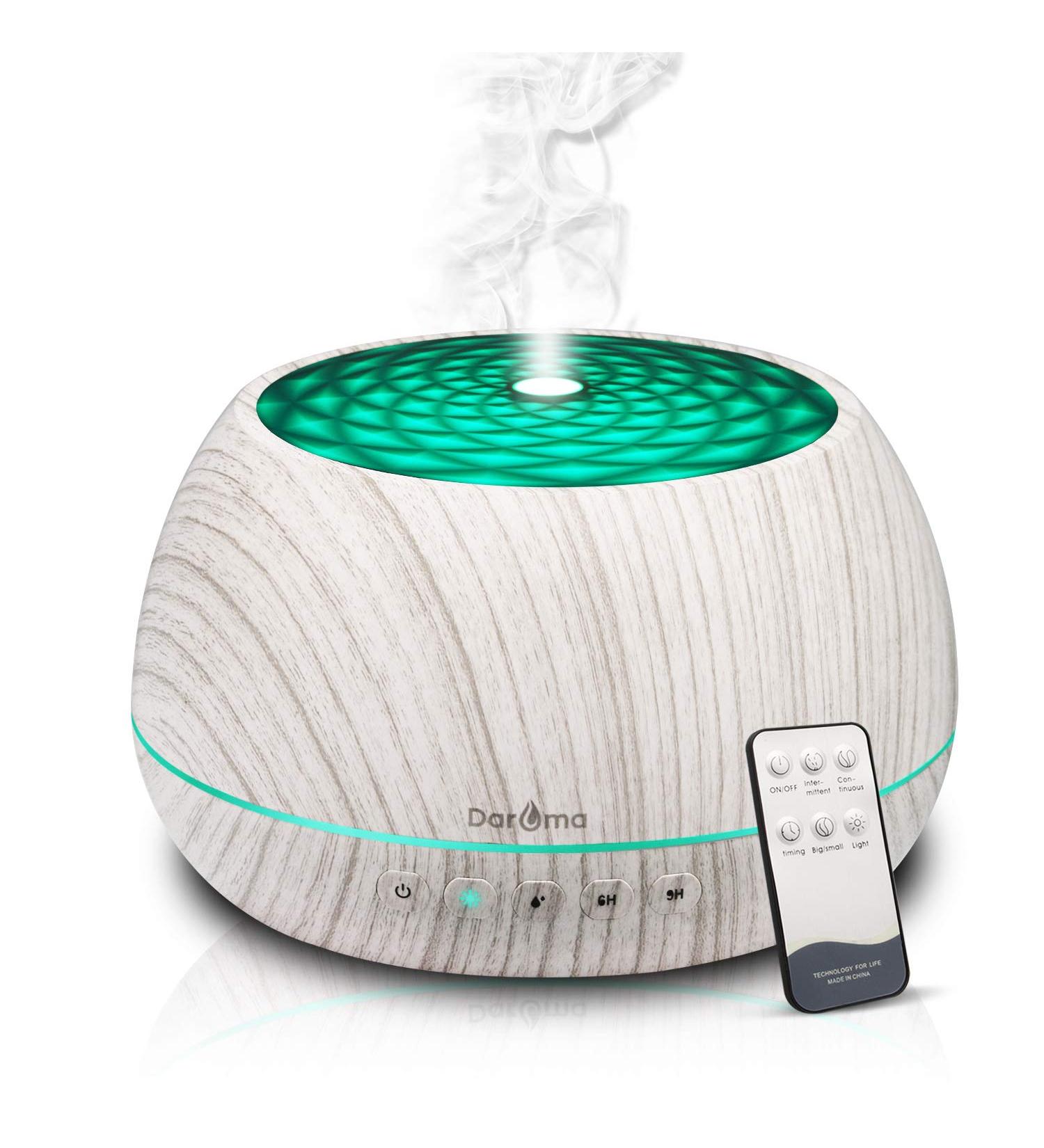 1000ml Essential Oil Diffuser Daroma | Aromatherapy Ultrasonic Cool Mist Humidifier with Bluetooth Speaker & Remote Control | 7 Color Mood Lights | Waterless Auto-Off | WhiteWood - Buy Online on GoSupps.com