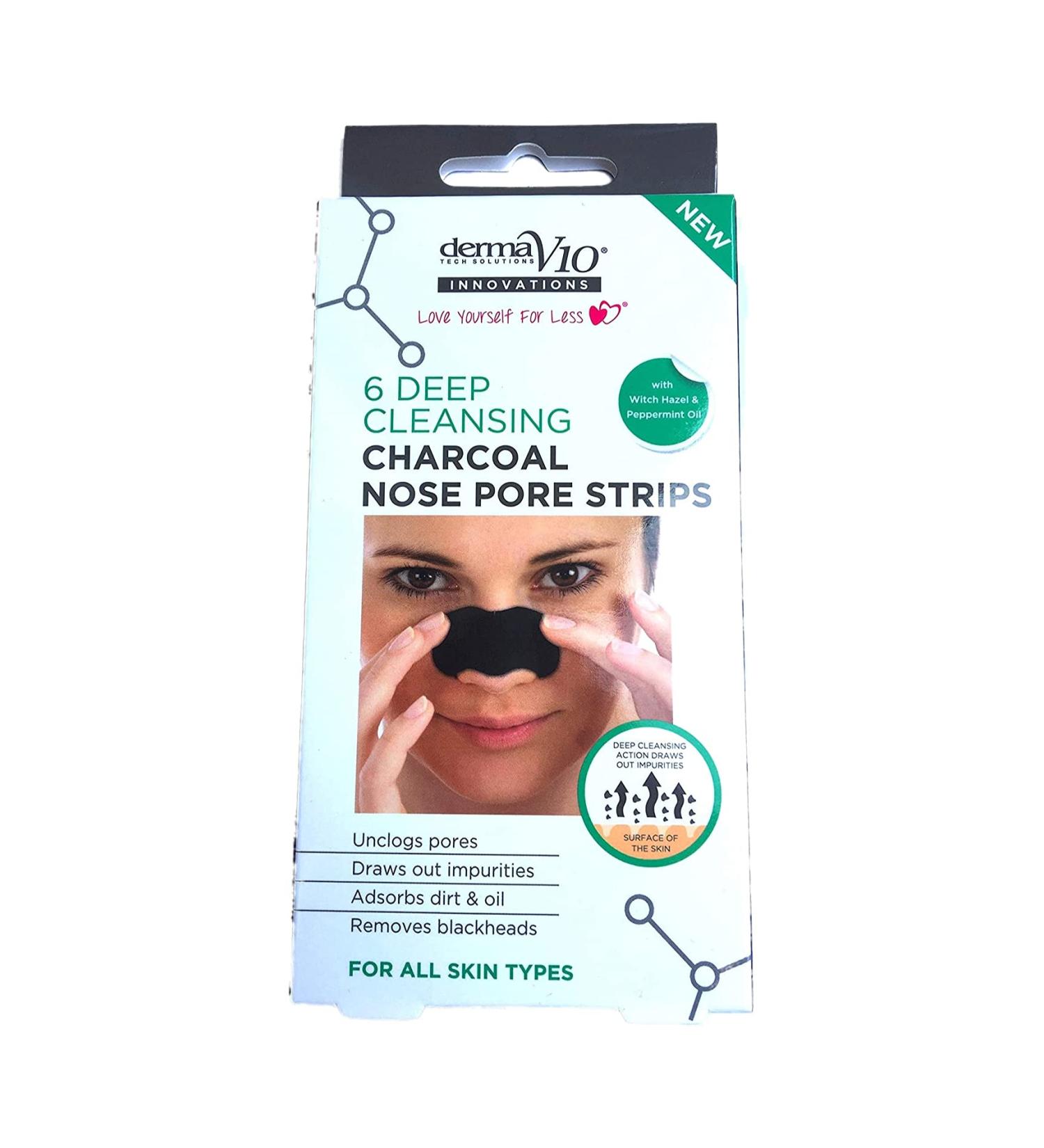 Derma V10 Charcoal Nose Pore Strips - Deep Cleansing (Pack of 6) - Buy Online on GoSupps.com