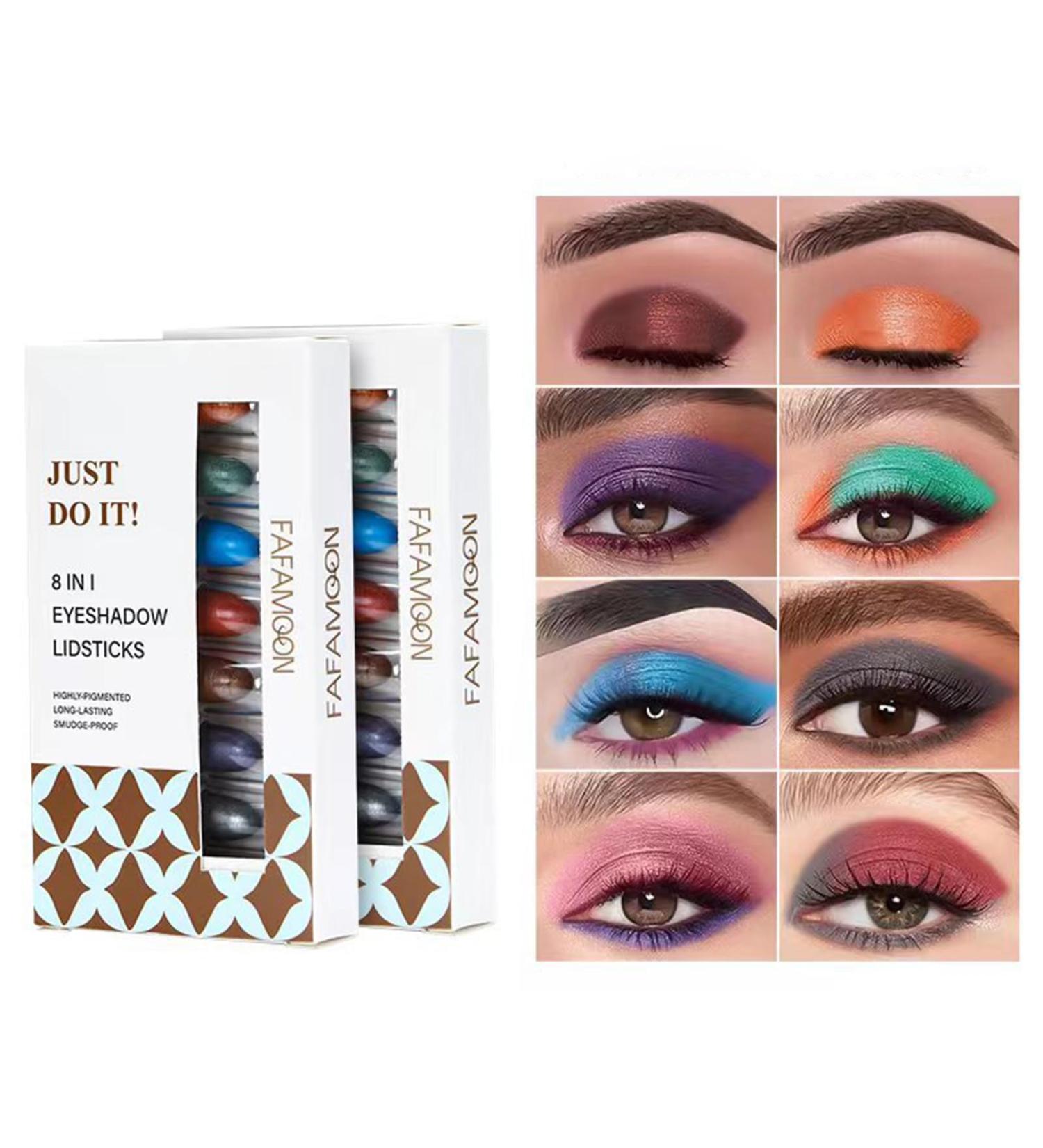 8 Colors Glitter Eyeshadow Stick Colorful Set Waterproof Eye Shadow Pencil Eye shadow Stick Pen Makeup Set Waterproof & Long Lasting Starter Eyeshadow Stick Sets - Buy Online on GoSupps.com