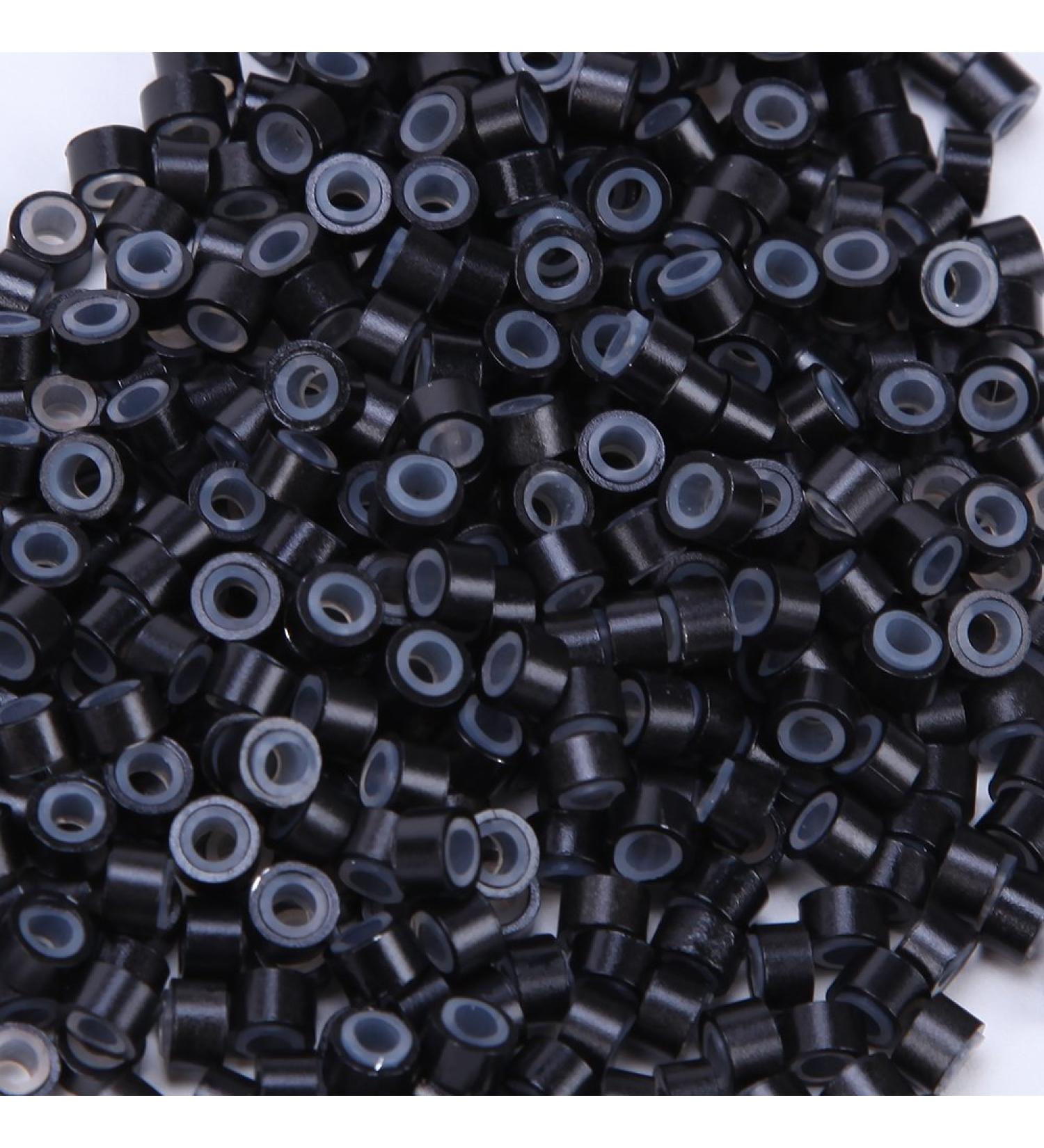 Elailite 1000 pieces silicone micro rings for I tip hair extension #Black