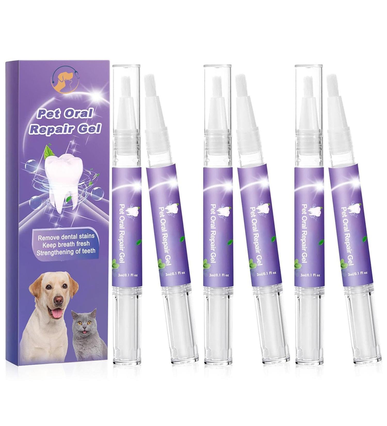 Pet Oral Repair Gel Pet Oral Restorative Gel Pet Oral Restoration Whitening Gel Pet Teeth Cleaning Pen Pet Breath Freshener Gel Care Cleaner No Brushing Pet Oral Care 6pcs - Buy Online on GoSupps.com