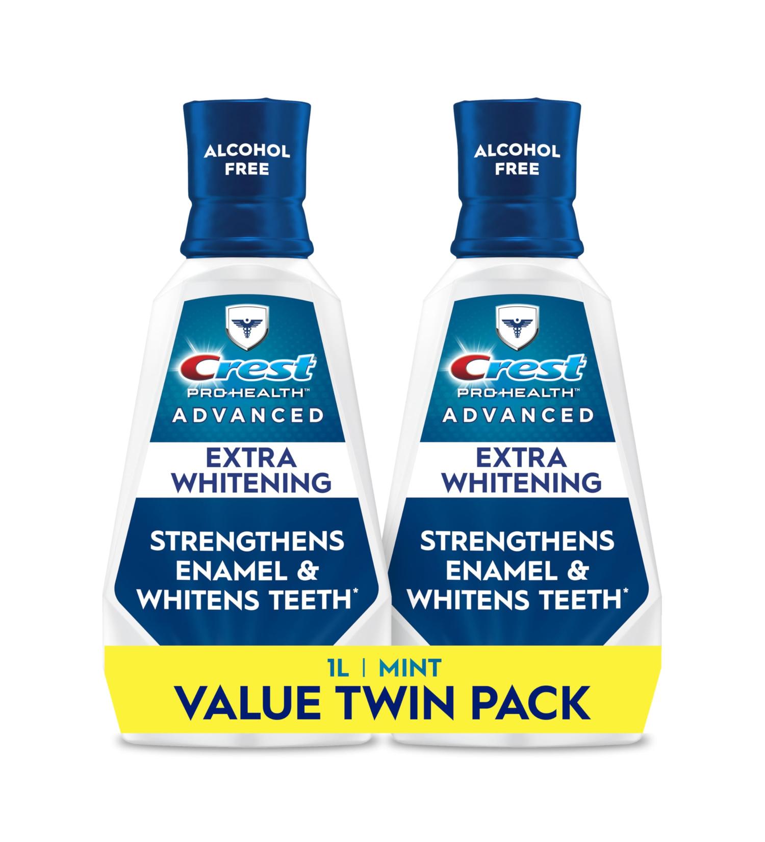 Crest Pro-Health Advanced Mouthwash Alcohol Free Extra Whitening Energizing Mint Flavor 2x946mL (32 fl oz) 31.99 Fl Oz (Pack of 2) - Buy Online on GoSupps.com