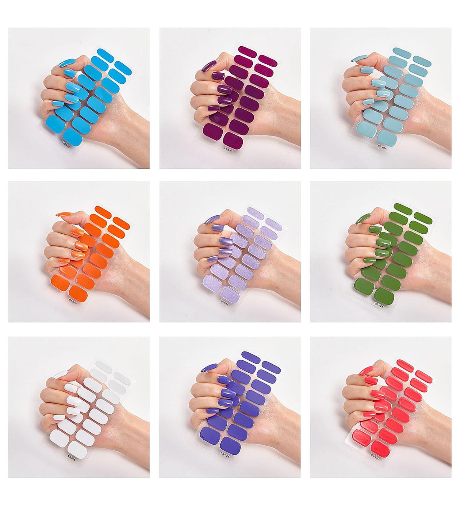 9 Pcs Vorist Gel Nail Strips Semi Cured Gel Strips Quinnas Gel Nail Stickers Manicure Gel Stickers Require No Baking lamp No Sealing Required (C) - Buy Online on GoSupps.com