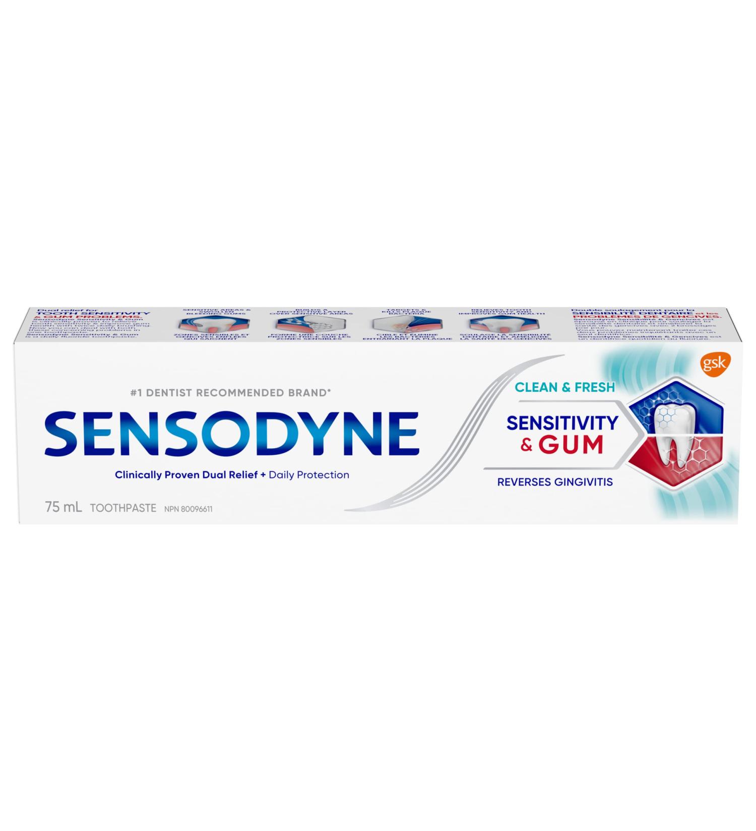 Sensodyne Sensitivity & Gum Toothpaste Clean & Fresh 75ml (Packaging May Vary) - Buy Online on GoSupps.com