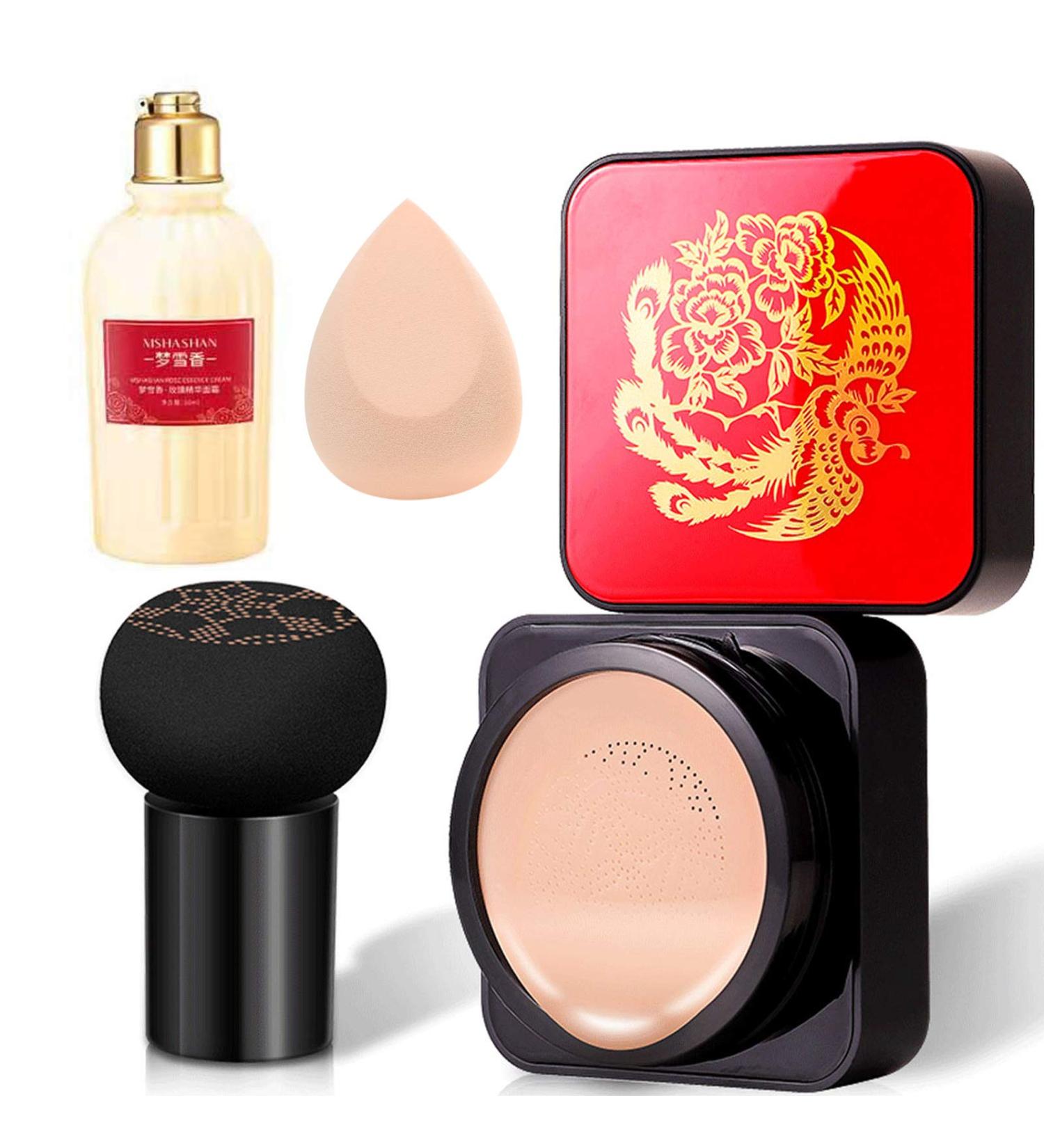 YINGMO Mushroom Head Air Cushion BB Cream | Natrual CC Liquid Foundation | Moisturizing Concealer | Long Lasting | Natural Beige - Buy Online on GoSupps.com