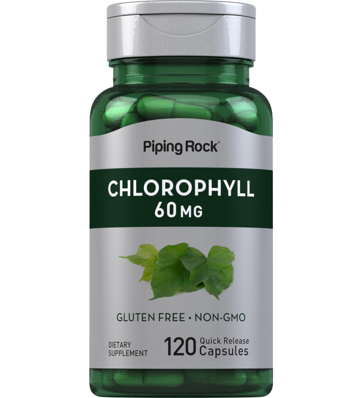 Piping Rock Chlorophyll Capsules | 60 mg | 120 Pills | Supplement for Women and Men | from Mulberry Leaf | Non-GMO Gluten Free - Buy Online on GoSupps.com