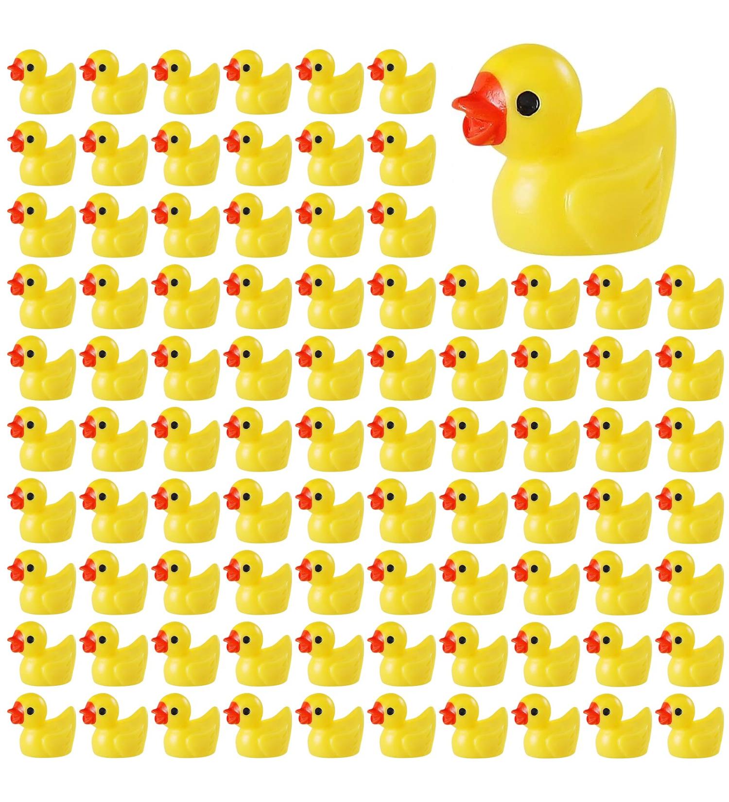 100Pcs Mini Resin Ducks Realistic Micro Landscape Ornament | Cute Baby Bath Toy | Aquarium & Dollhouse Decor - Yellow - Buy Online on GoSupps.com
