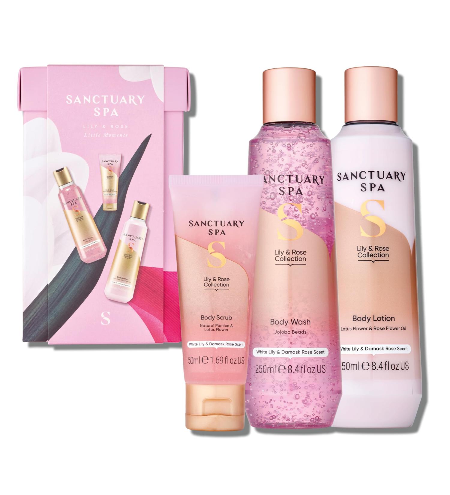 Sanctuary Spa Little Moments Gift Set - 550ml Vegan Beauty Gift for Women - Birthday Gift for Her - Lily & Rose Scent - Buy Online on GoSupps.com