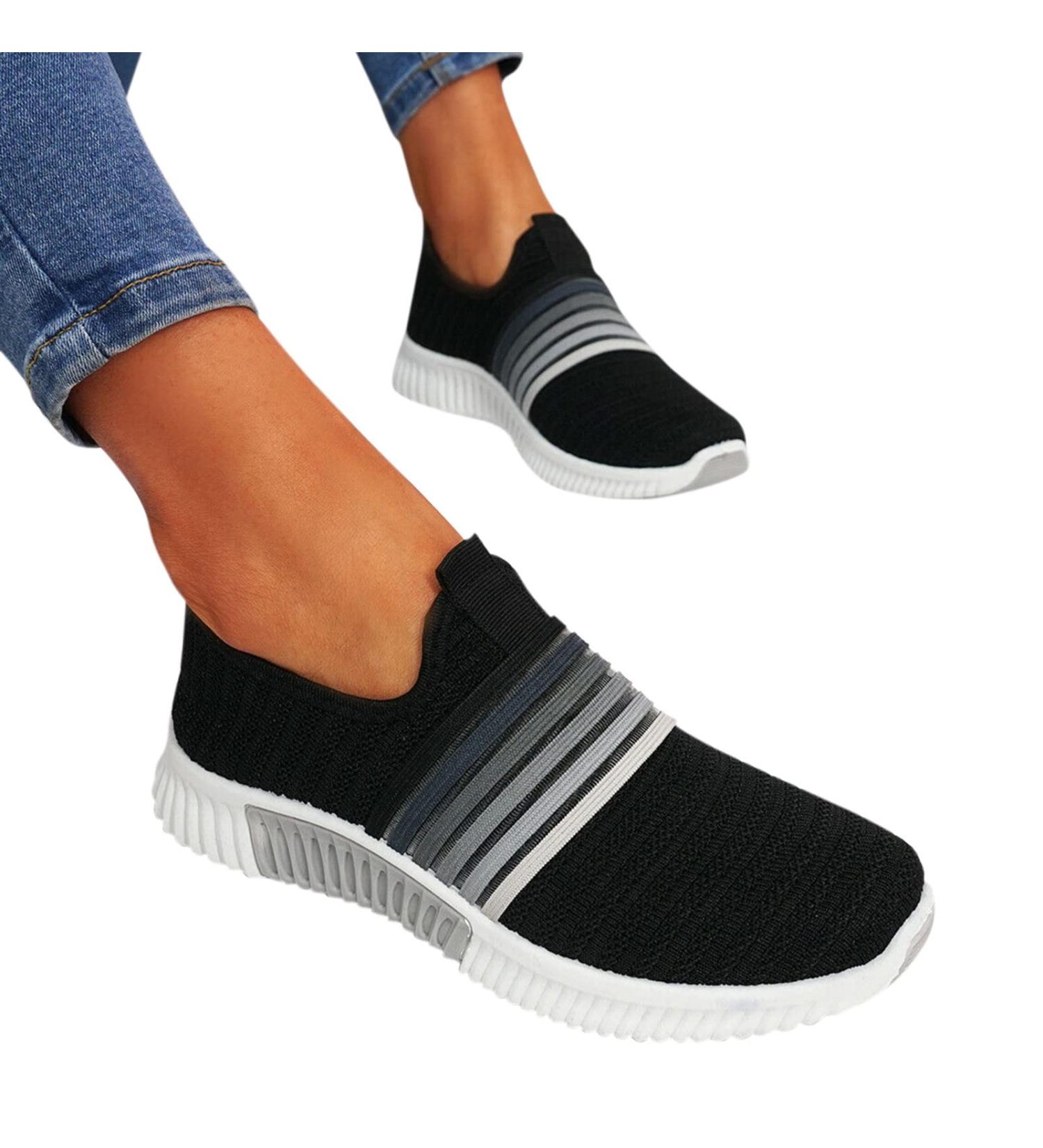 Freetime Women's Sneakers - Lace-Up Mesh Leisure & Hiking Shoes Soft Sole Sport Slip-On Walking Shoes Black 37 - Buy Online on GoSupps.com