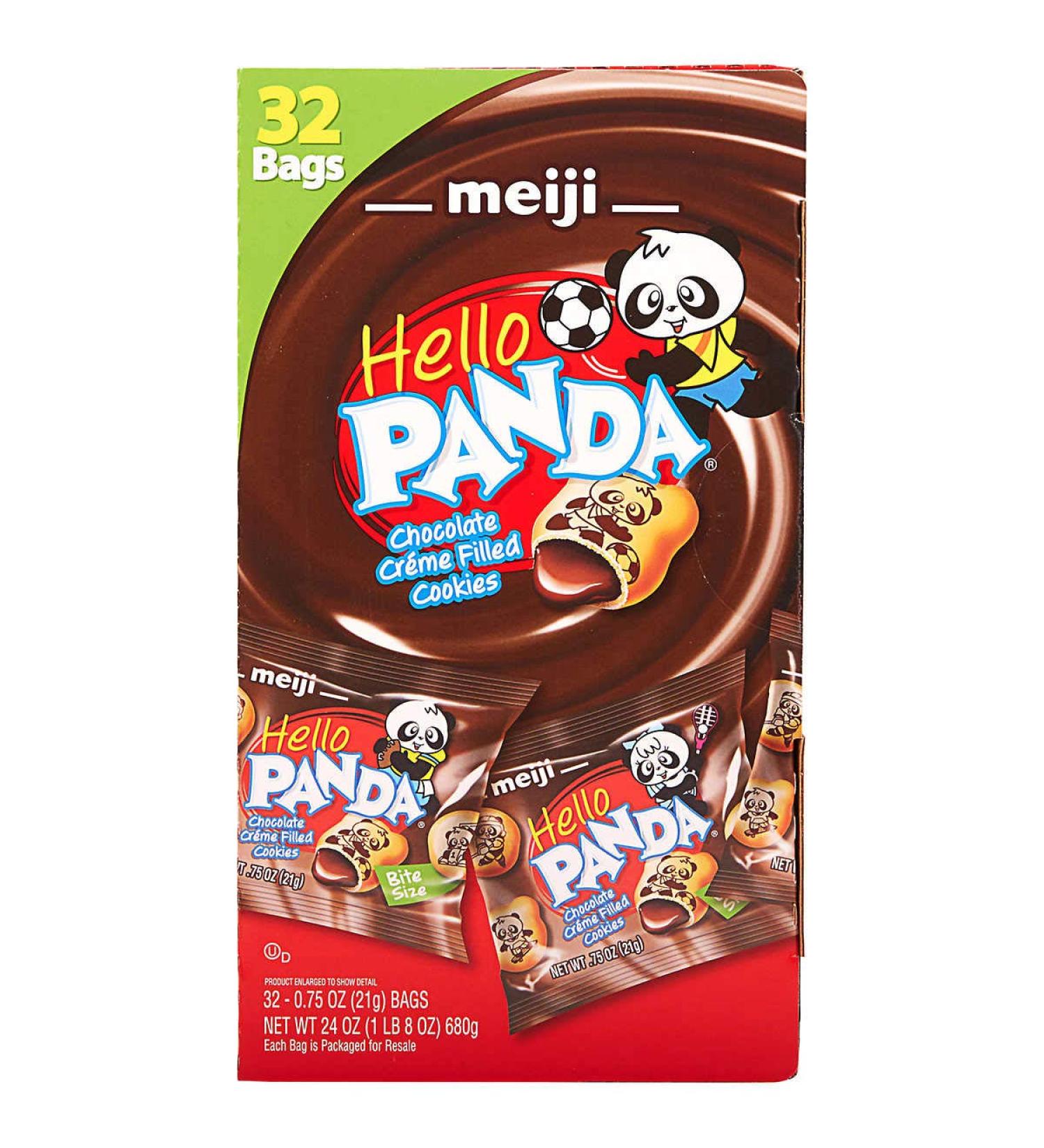 Meiji Hello Panda Chocolate Creme Filled Cookie 32-0.75oz(21g)bags Chocolate 0.75 Ounce (Pack of 32)