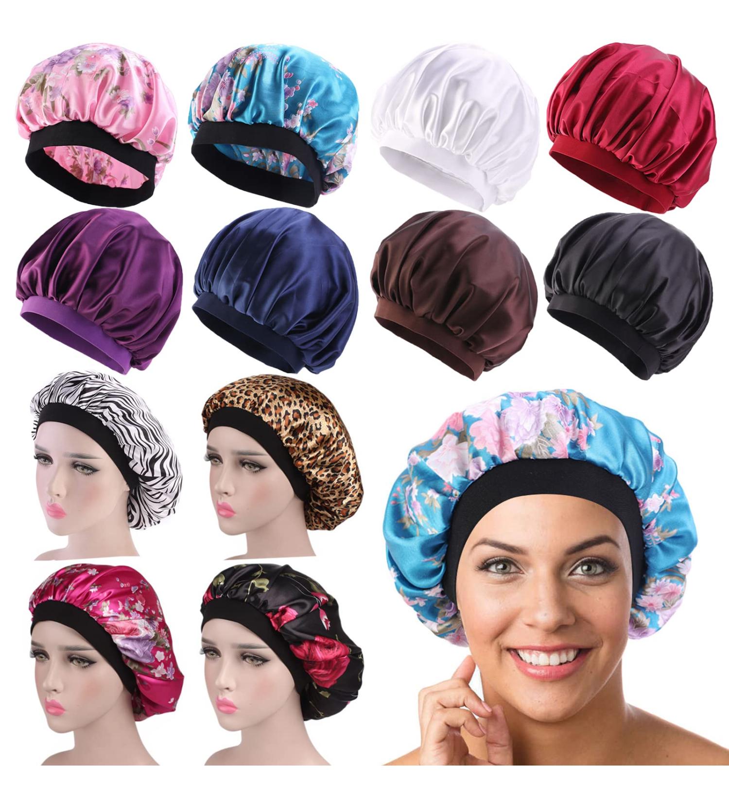 Tergy Satin Bonnet Caps for Women - Set of 12 | Elastic Band Bonnet Hats for Sleeping and Hair Care - Great for Black Women - Buy Online on GoSupps.com
