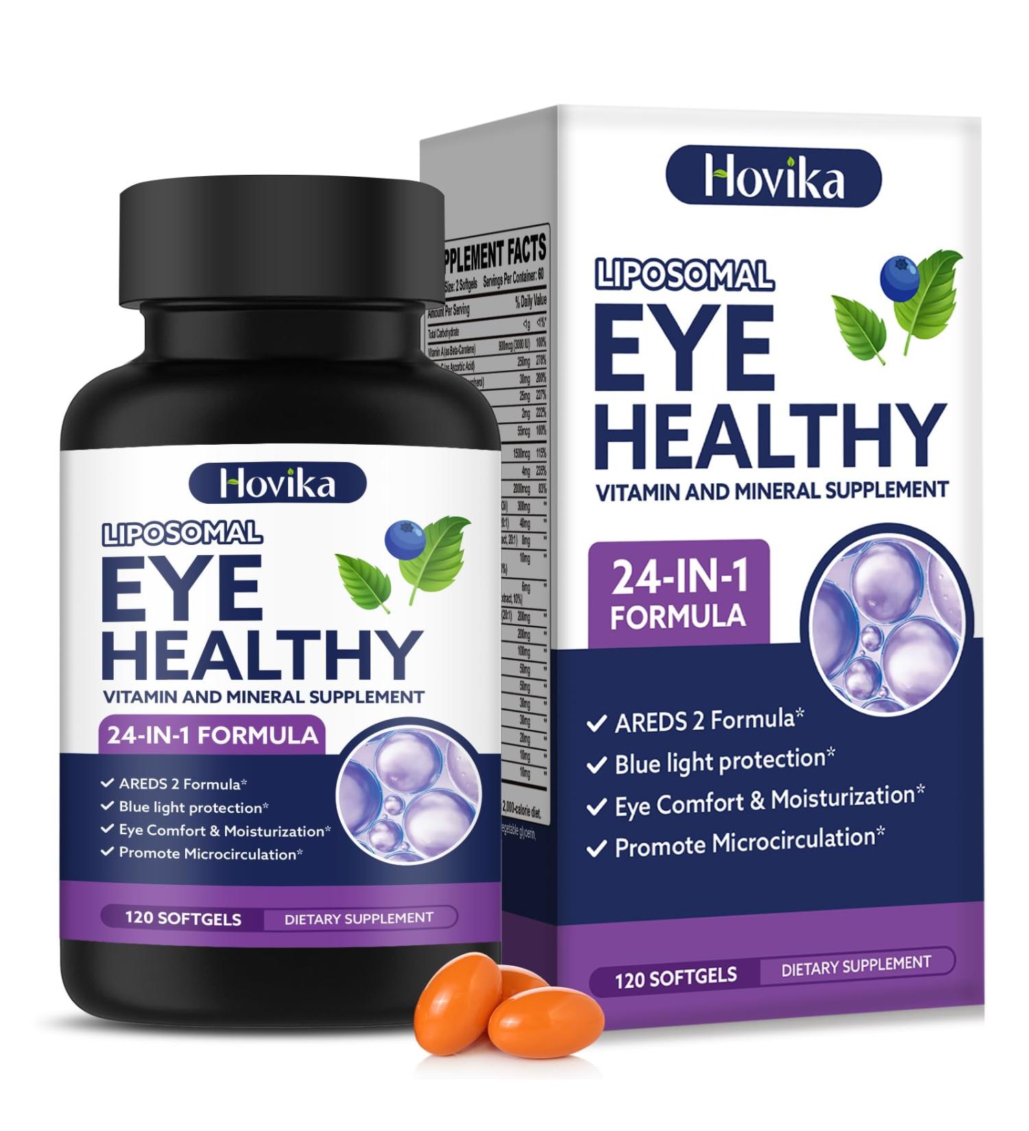 AREDS 2 Eye Vitamins and Mineral Supplement with Bilberry Extract Omega-3 Lutein Astaxanthin Zeaxanthin Eye Vitamin for Macular Health Dry Eye Eye Strain Night Vision - 120 Softgels - Buy Online on GoSupps.com