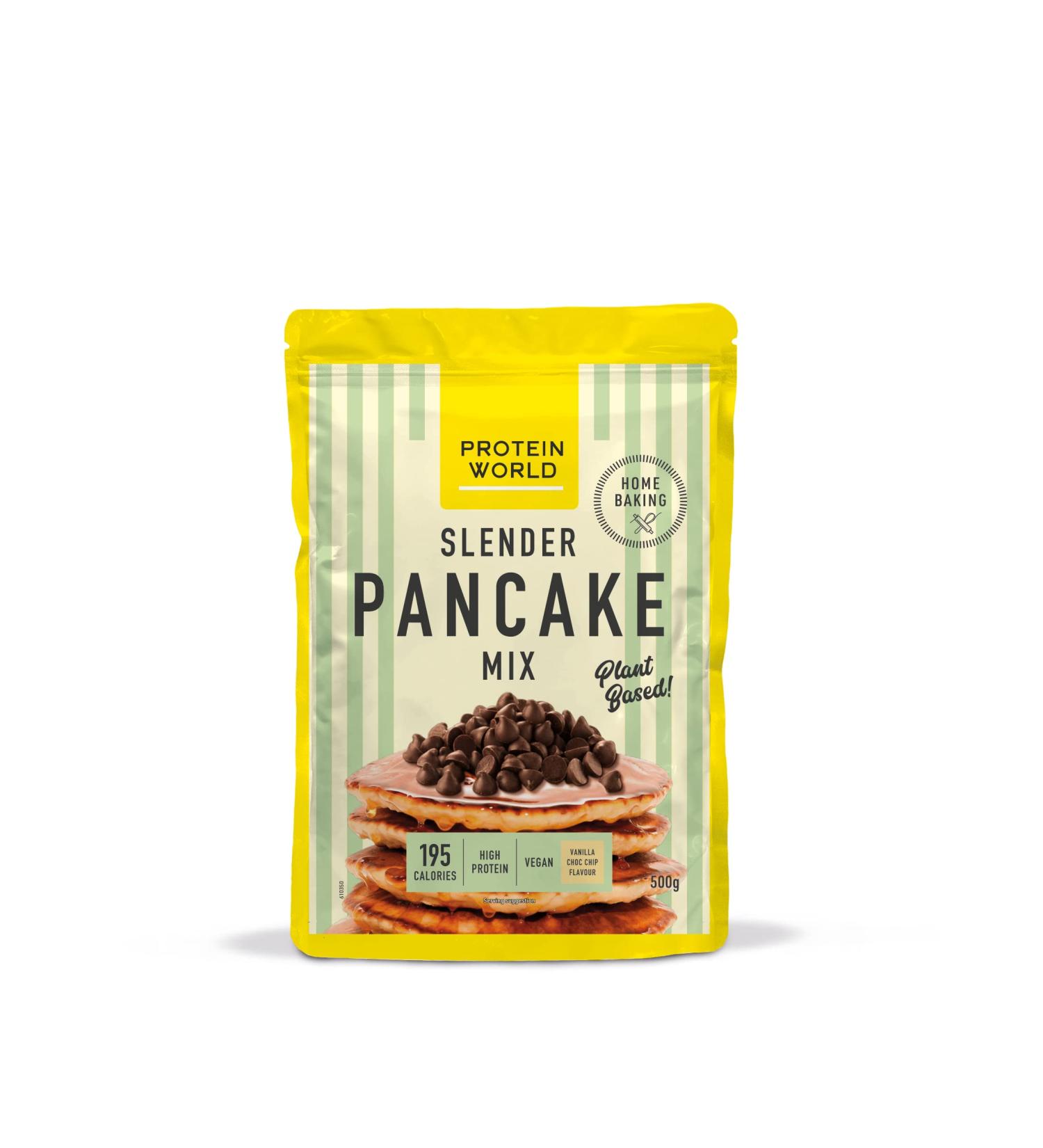 Protein World Slender Pancakes Plant Based Vanilla Choco Chip Low Calorie Breakfast Option Weight Loss Snack With Vitamin K2 A B3 E B5 D B6 B2 B9 B12 B7 Quinoa Protein 500g 10 Servings Vanilla Choc Chip