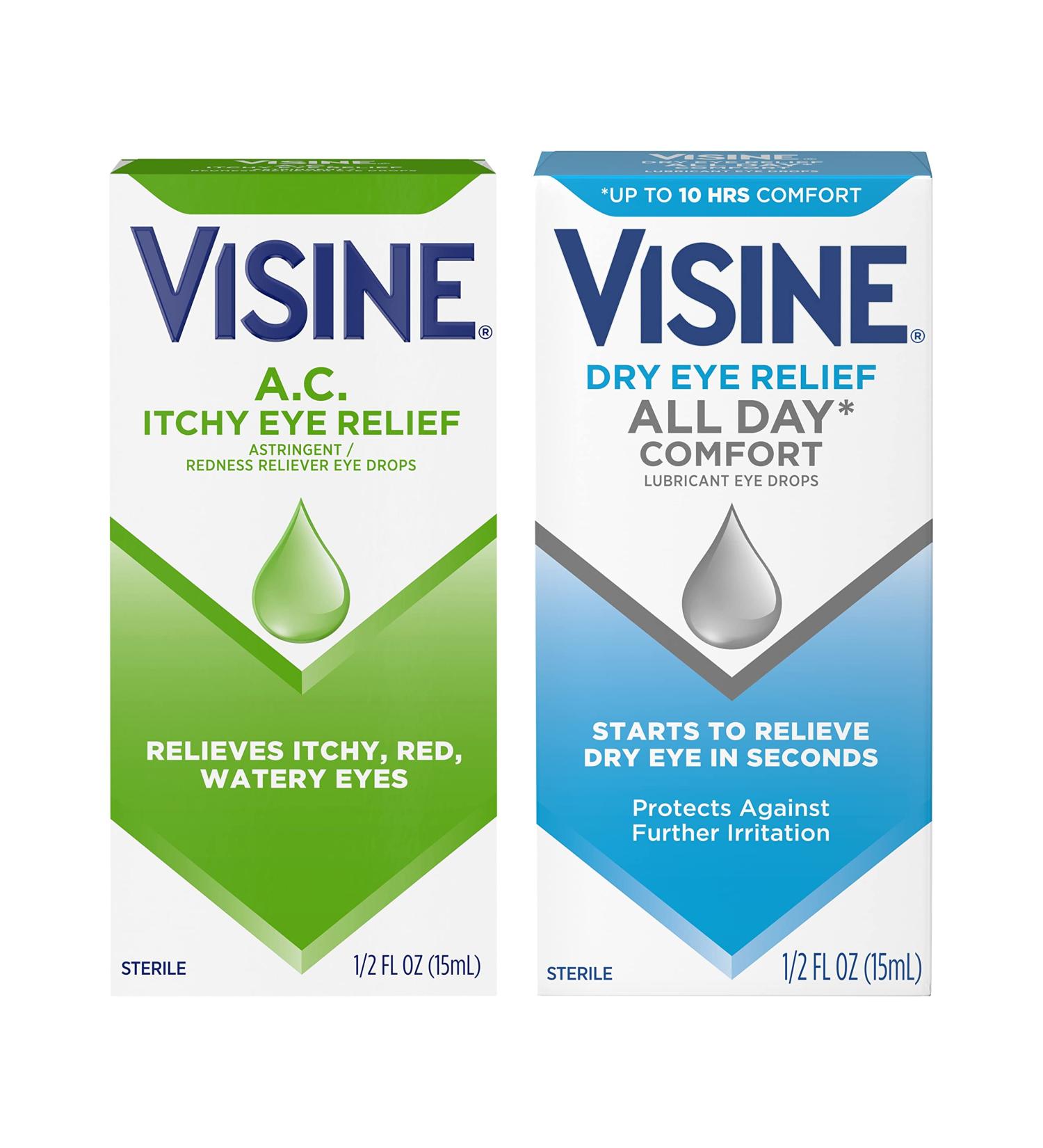 Visine A.C. Itchy Eye Relief & Dry Eye Comfort Drops - 2 Pack | Red Itchy Watery Eyes Relief | International Shipping Available - Buy Online on GoSupps.com