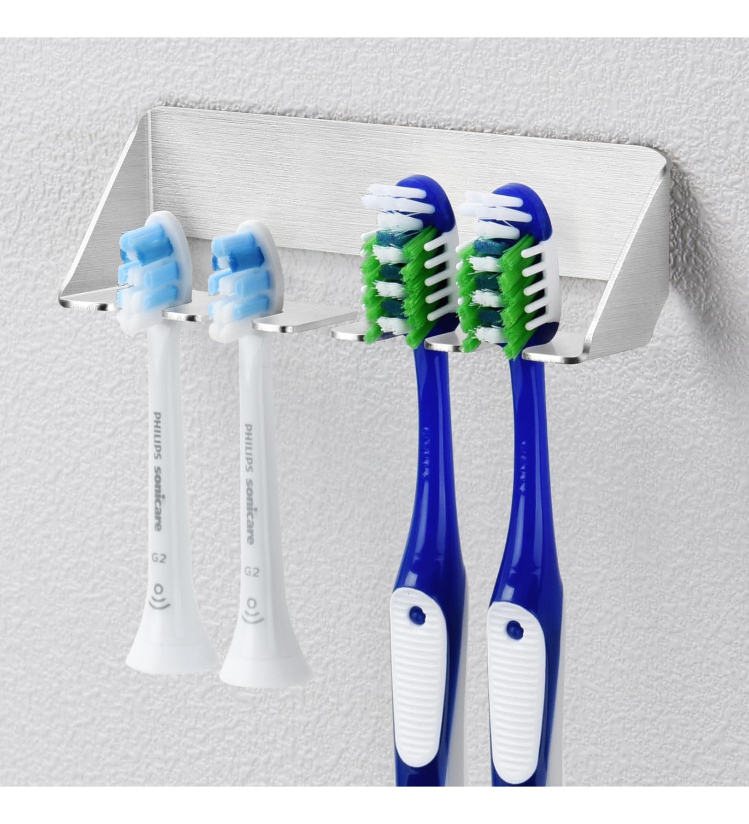 Yybo Stainless Steel Electric Toothbrush Holder - Wall-Mounted No Drilling Self-Adhesive Design for Efficient Bathroom Storage - Buy Online on GoSupps.com