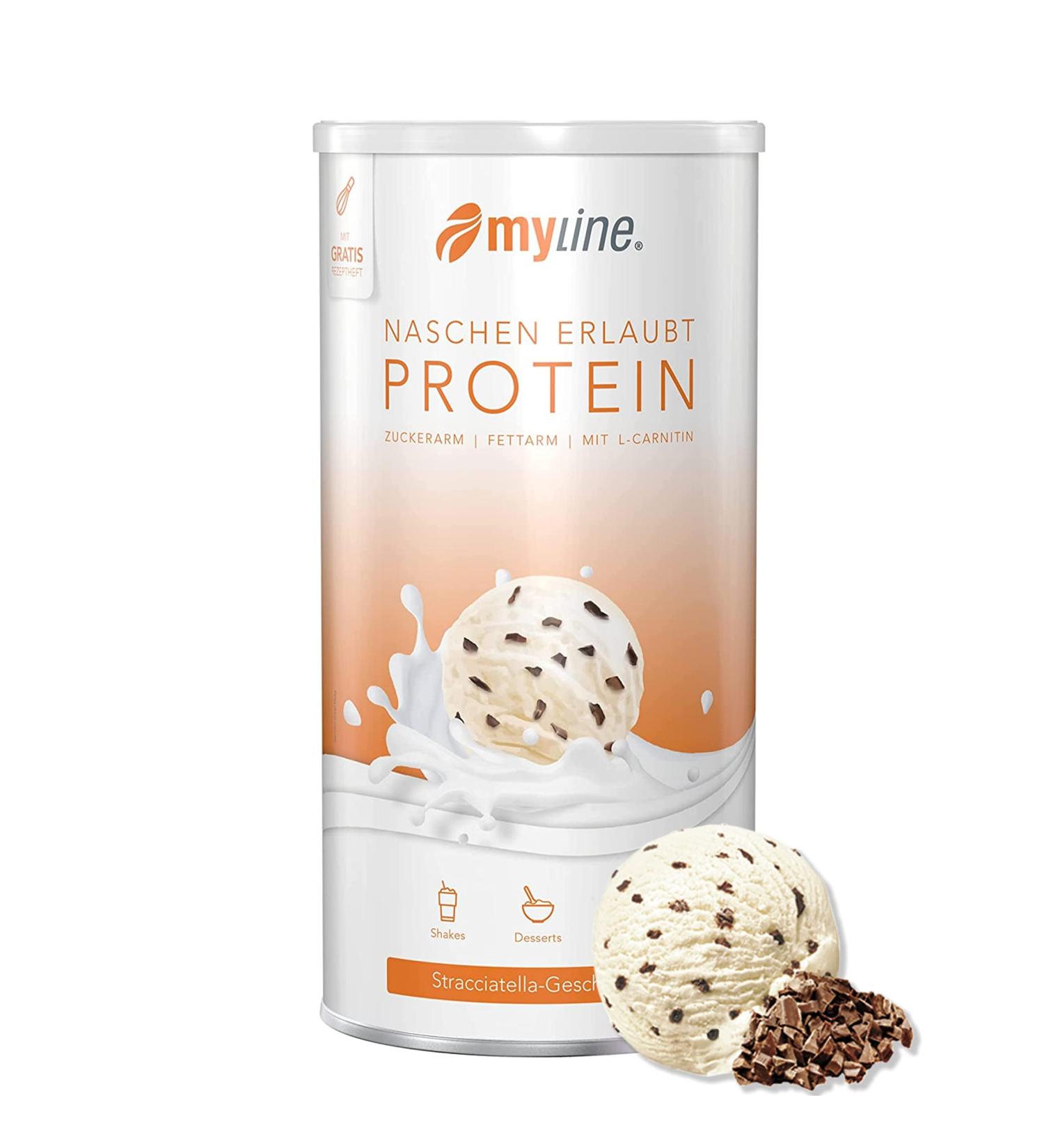 Myline Protein Shake protein powder many flavours 400g + measuring tape (Stracciatella)