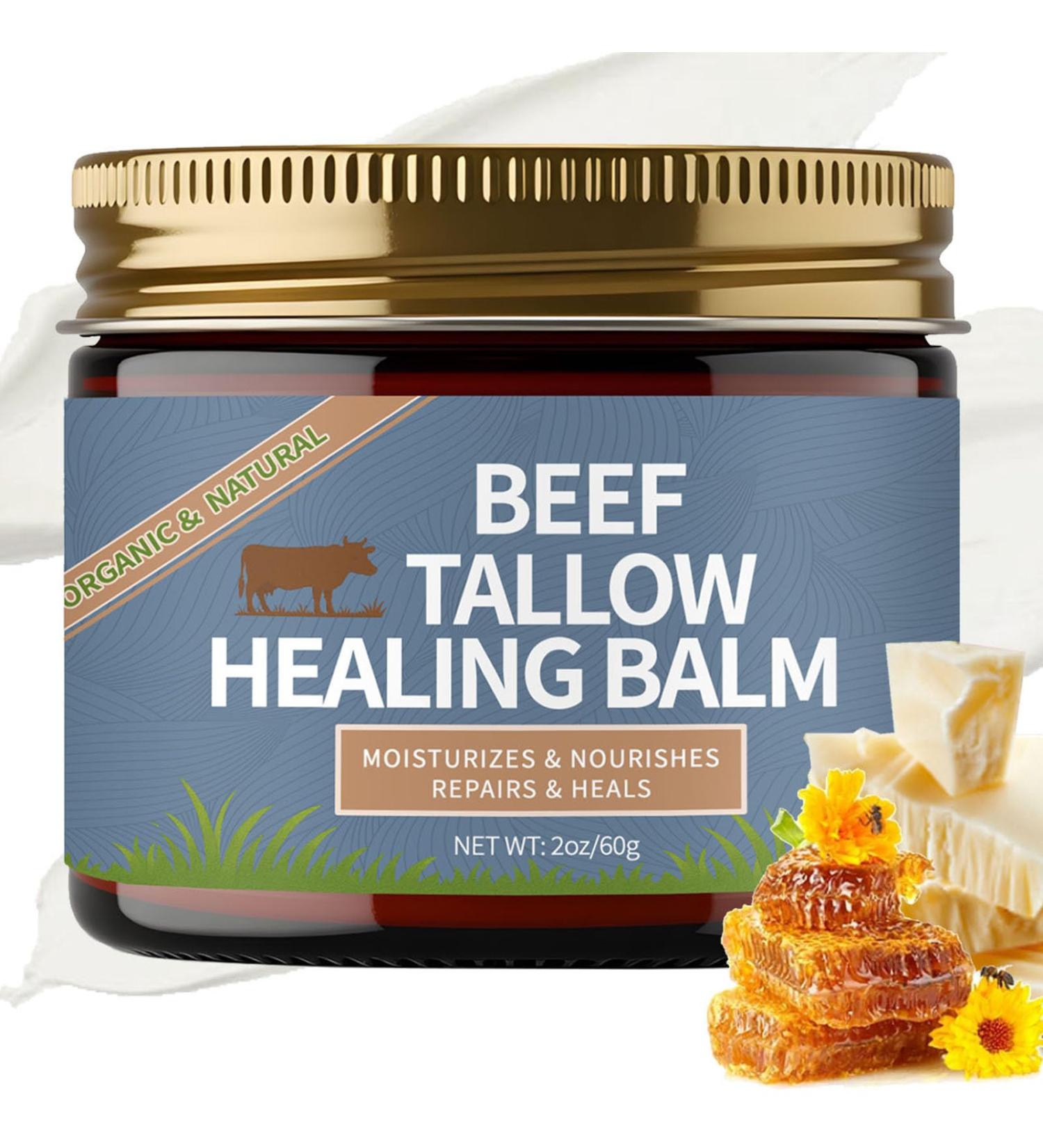 Beef Tallow Healing Balm, Beef Tallow & Manuka Honey Healing Balm, Organic Grass Fed Beef Tallow Moisturizer for Skin, Beef Tallow Cream for Tightening and Firming (1) - Buy Online on GoSupps.com