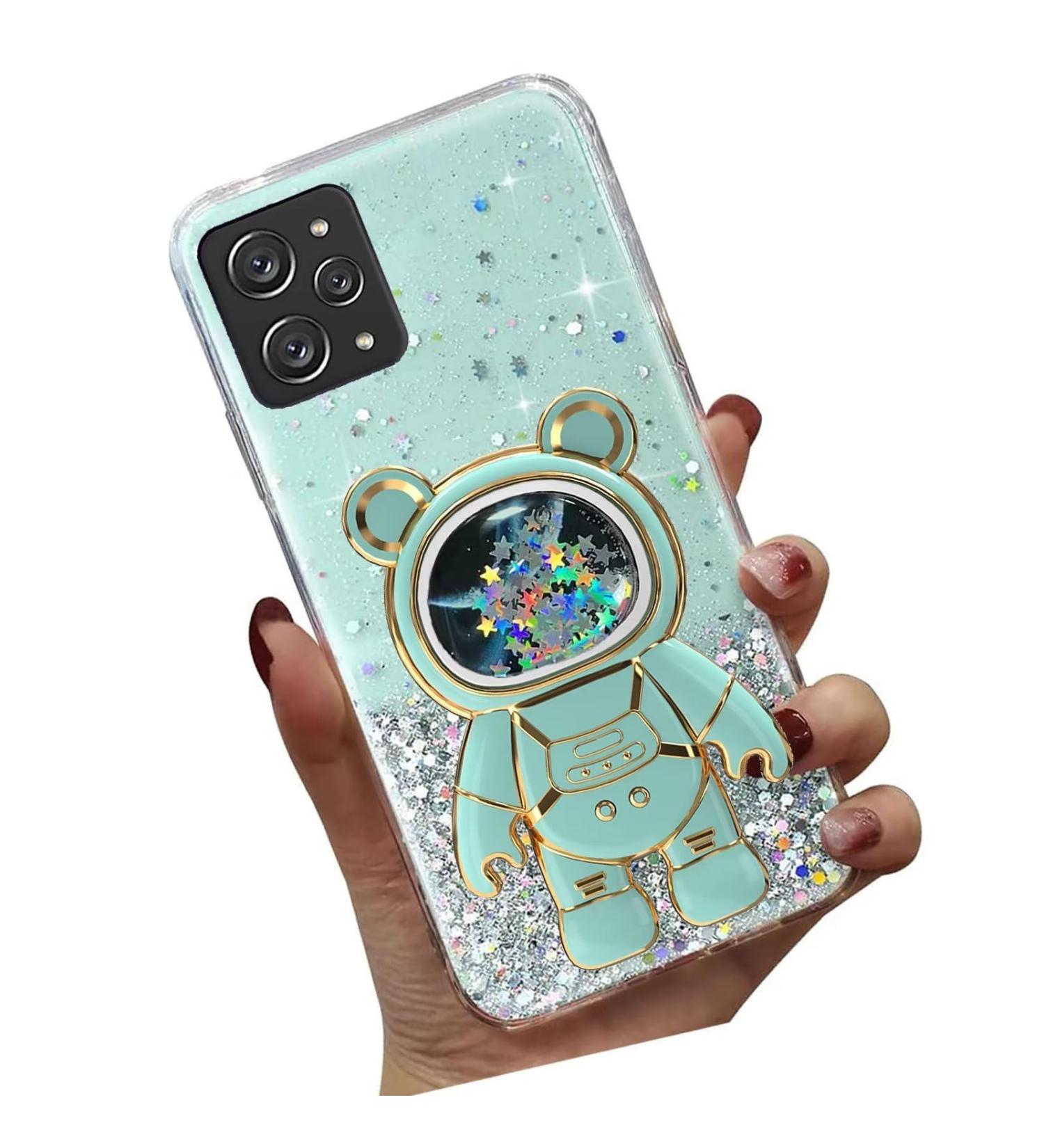 Tivenfezk Nadoli for Xiaomi Redmi 12 - Astronaut Glitter Stand Case | Soft Silicone Bling Phone Cover - Transparent Protective Shell in Green - Buy Online on GoSupps.com