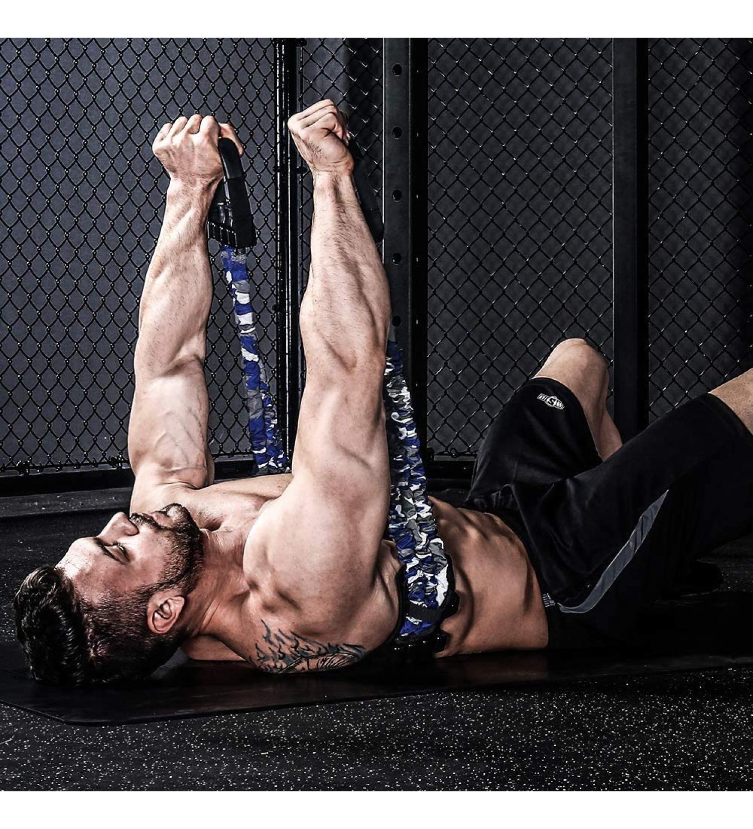 INNSTAR Adjustable Bench Press Resistance Bands Chest Expander - Camo Blue (105lb) - Buy Online on GoSupps.com