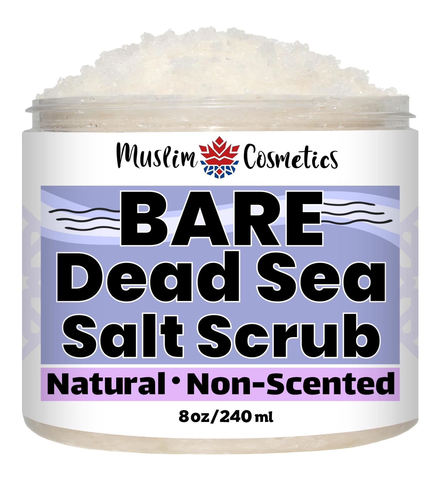 Non-Scented Dead Sea Salt Scrub - for Face & Body/Unscented/Non clogging Jojoba base // Made in Canada - Muslim Cosmetics - BARE Dead Sea Salt Scrub (8oz (240ml)) - Buy Online on GoSupps.com