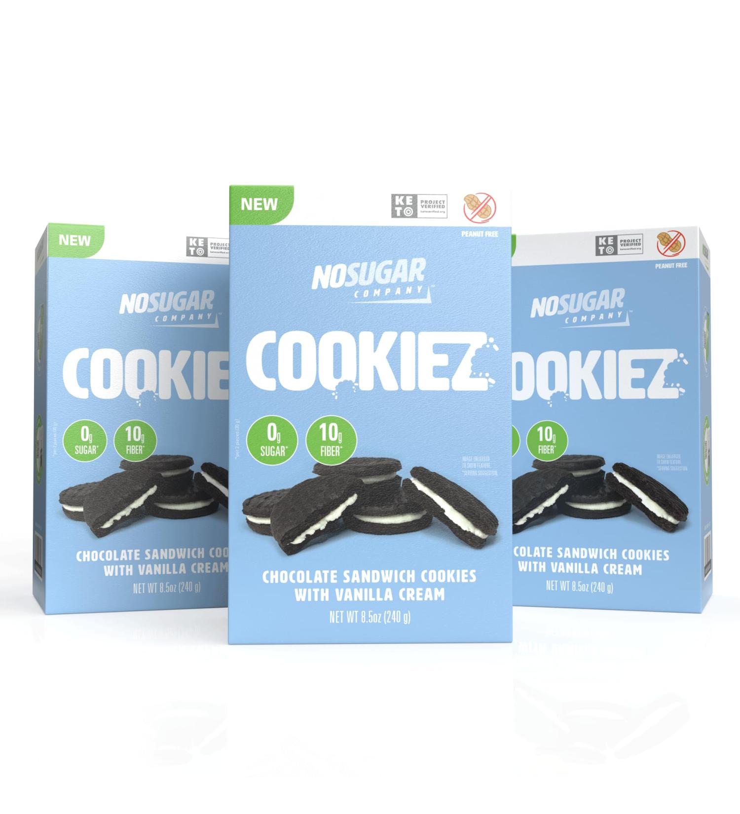 *NEW* No Sugar Sandwich Cookiez - Keto Food Sugar Free Treats Healthy Snack Foods Diabetic Friendly Ketogenic Products (3 x 240g) - Buy Online on GoSupps.com