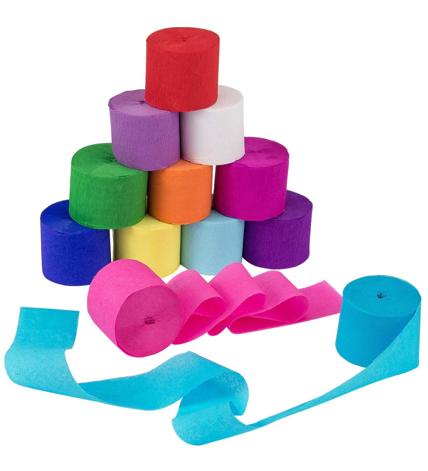 Biubee 82ft Crepe Paper Decorations - 12 Rolls in 12 Colors for Birthday, Wedding, Festival - Assorted Color Crepe Paper Decors (1.77inch) - Buy Online on GoSupps.com