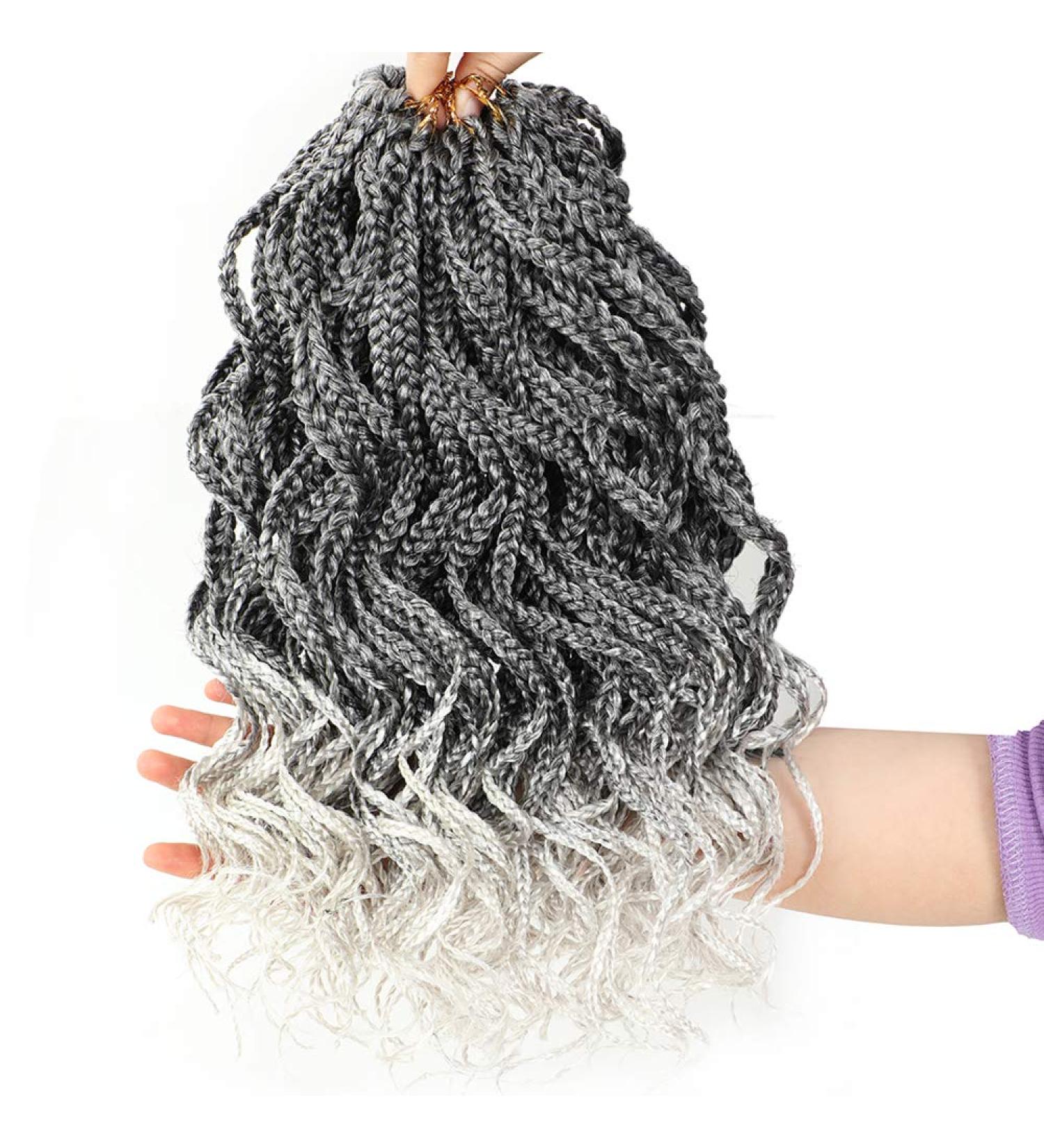 Goddess Box Braids Crochet Hair Silver Grey 14 Inch 5Packs/Lot | Synthetic Premium Fiber Braiding Hair | Tgrey - Buy Online on GoSupps.com
