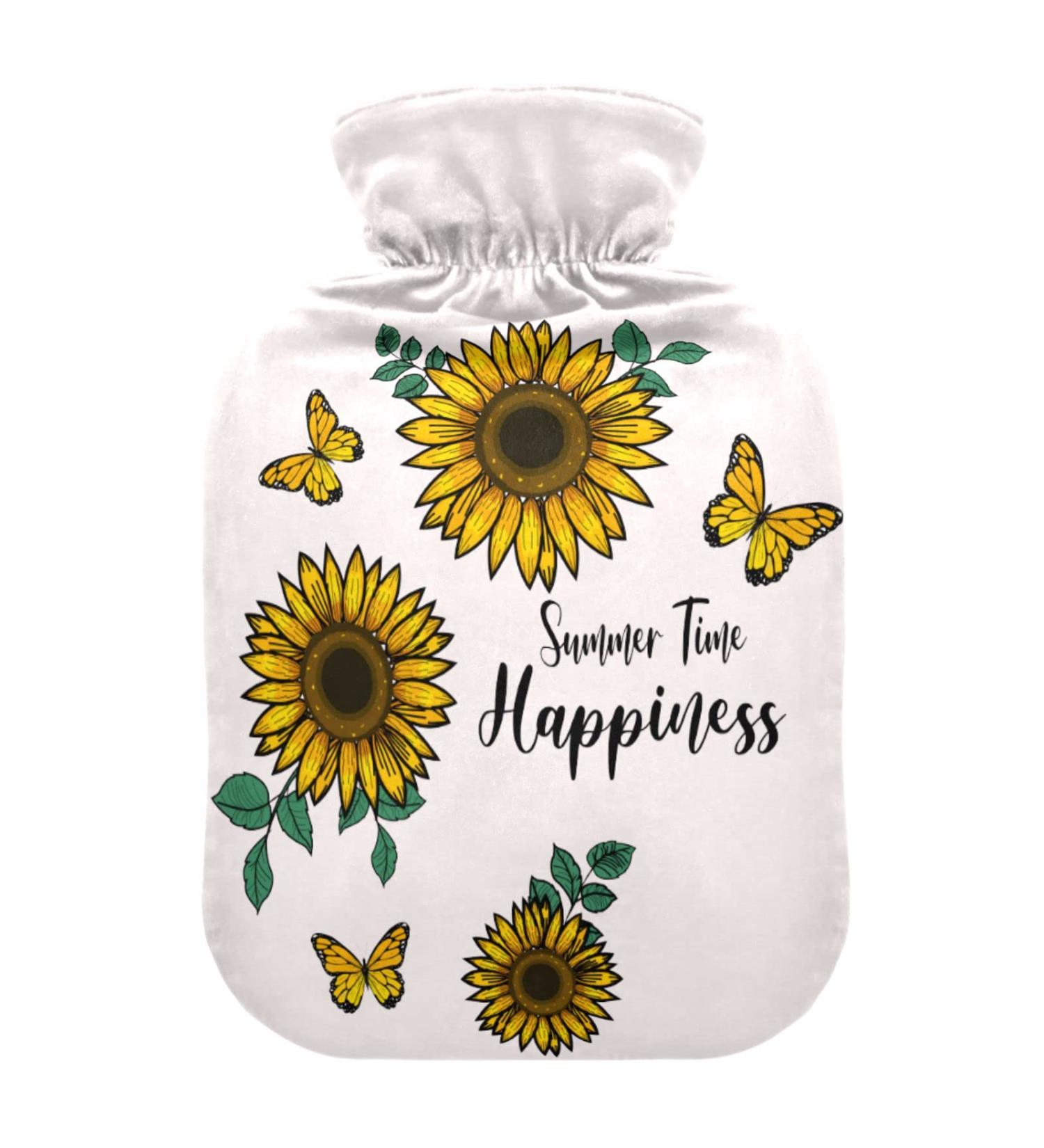 Premium 1L Heat Bottle for Pain Relief | Durable Warm-Up Bag for Hands Feet Shoulders | Heat Therapy & Cramps | Summer Butterfly & Sunflower Designs - Shop Internationally - Buy Online on GoSupps.com