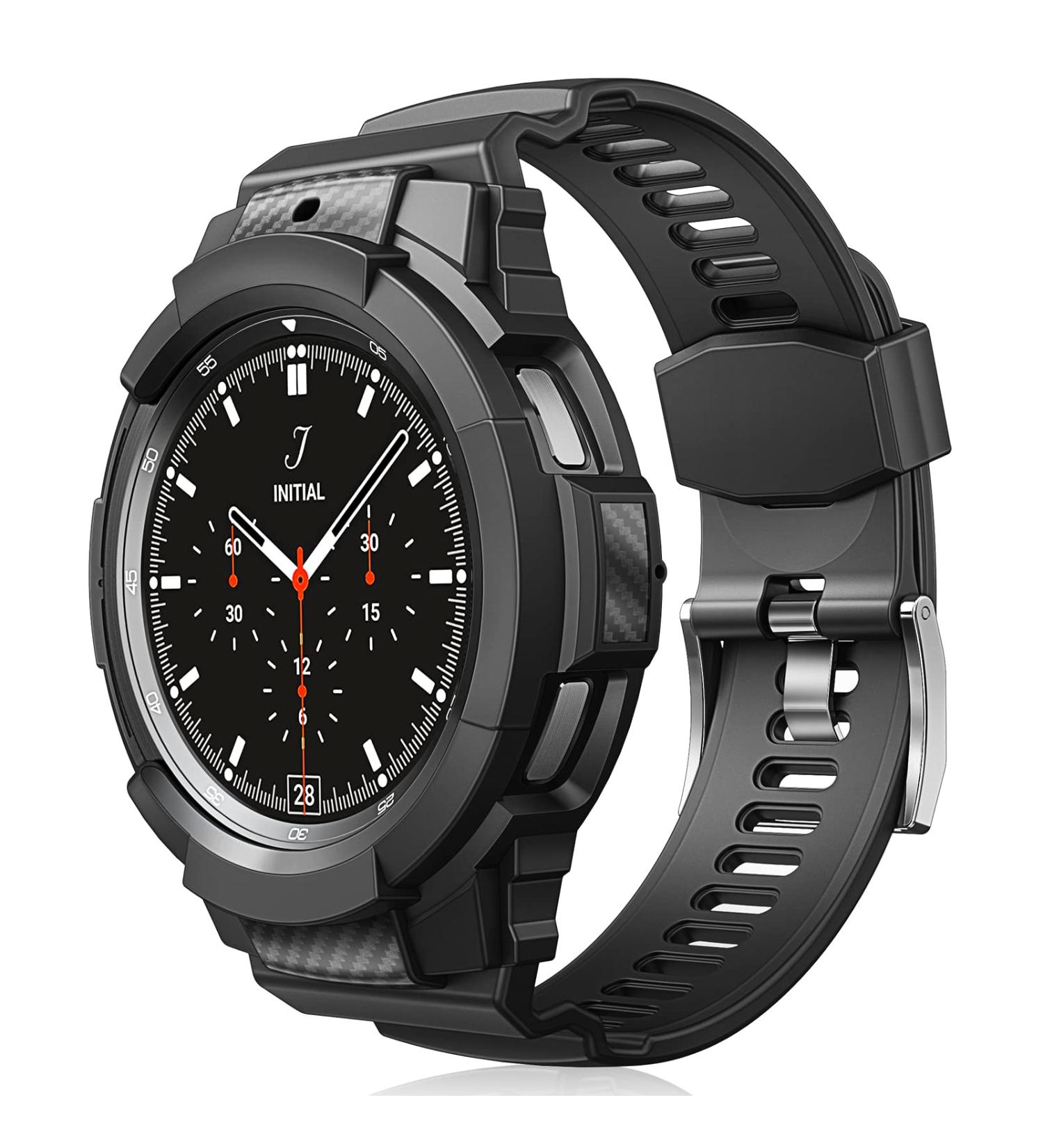 Fintie Case with Bands Compatible with Samsung Galaxy Watch 4 Classic 46mm 2021 Release  Rugged Sports Band with Rasied Protection Case Watch 4 Classic 46mm Black - Buy Online on GoSupps.com