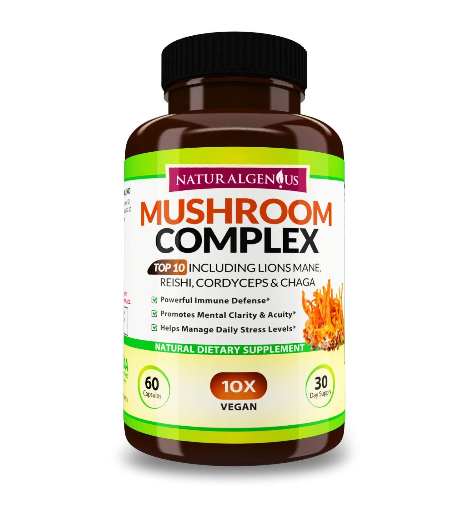 Natural Genius Top 10 Mushroom Extracts - Immune Booster Nootropic Supplement - Buy Online on GoSupps.com