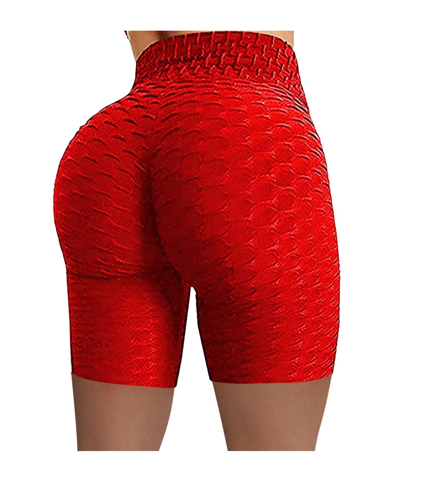 Women's Butt Lifting High Waist Yoga Pants | Tummy Control Bubble Hip Lift Sport Tights | X-Large Red - Buy Online on GoSupps.com