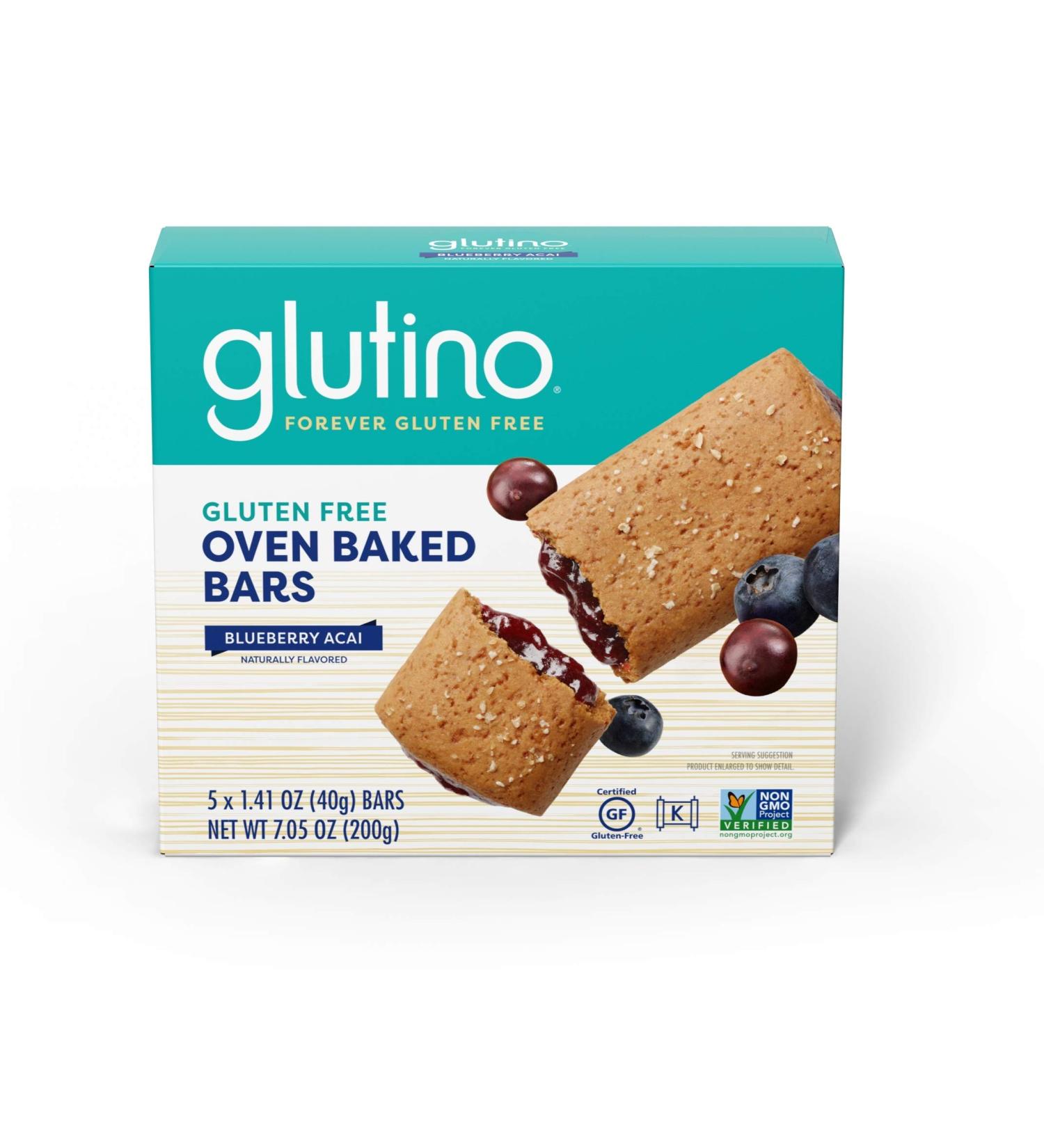 Glutino Gluten Free Blueberry Acai Oven Baked Bars - 5 ct (Pack of 12) | Naturally Flavored - Buy Online on GoSupps.com