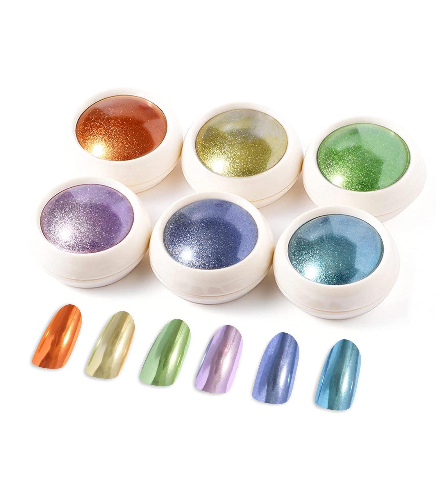BISHENGYF 6 Box Chrome Nail Glitter Set - Holographic Magic Mirror Finish for Nail Art Design - Buy Online on GoSupps.com