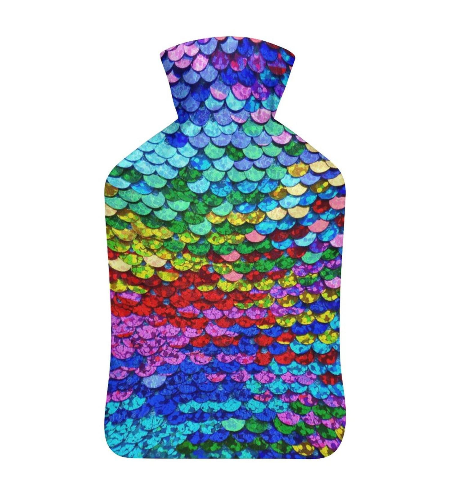 Sequin Hot Water Bottle with Plush Cover | Hand Warmer for Adults & Children | 26.5x15.3cm - International Shipping - Buy Online on GoSupps.com