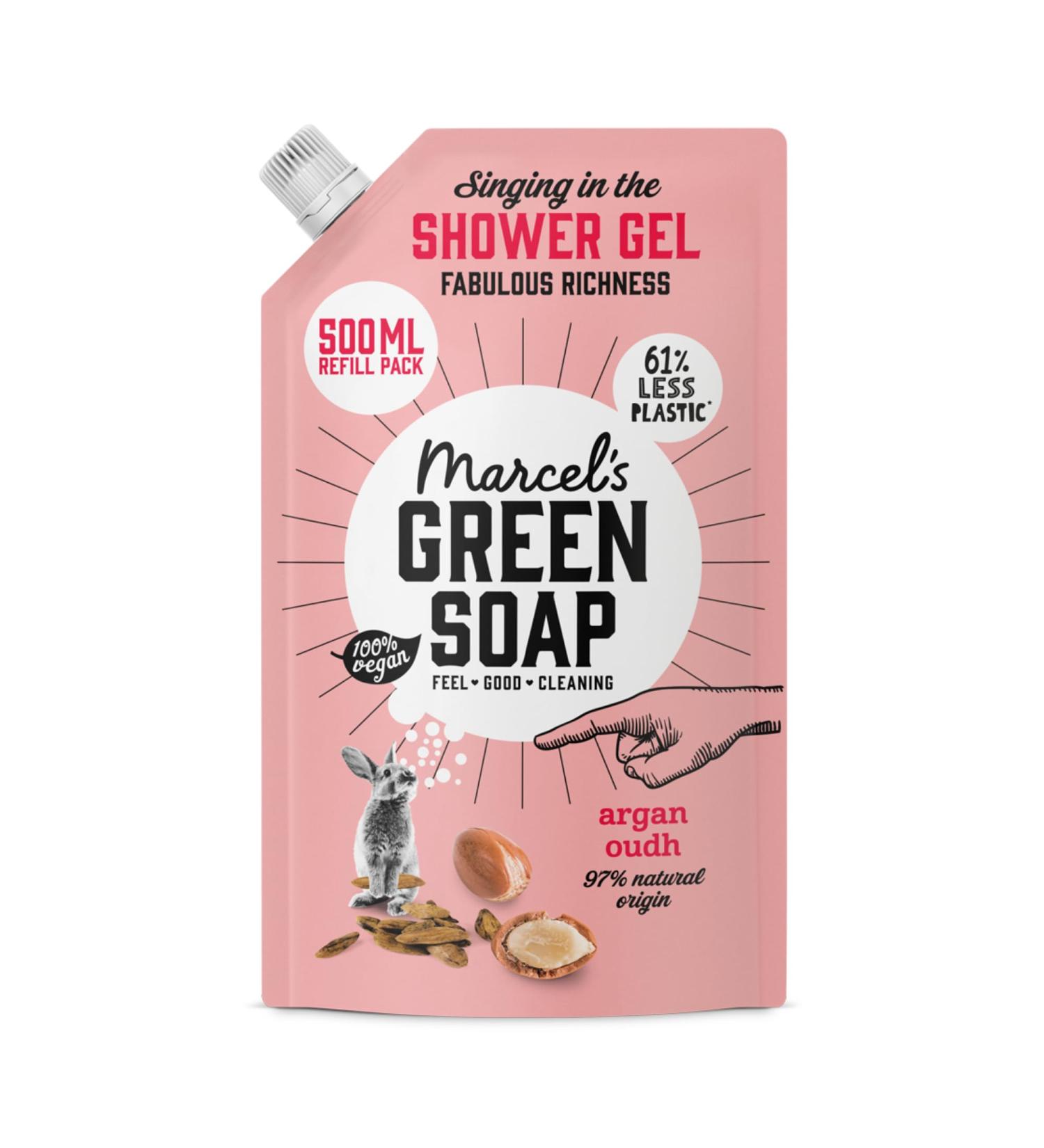 Marcel's Green Soap Marcels Green Soap Refill with Argan & Oudh shower gel Washing lotion 100 environmentally friendly 100 vegan 97 biodegradable 500 ml - Buy Online on GoSupps.com
