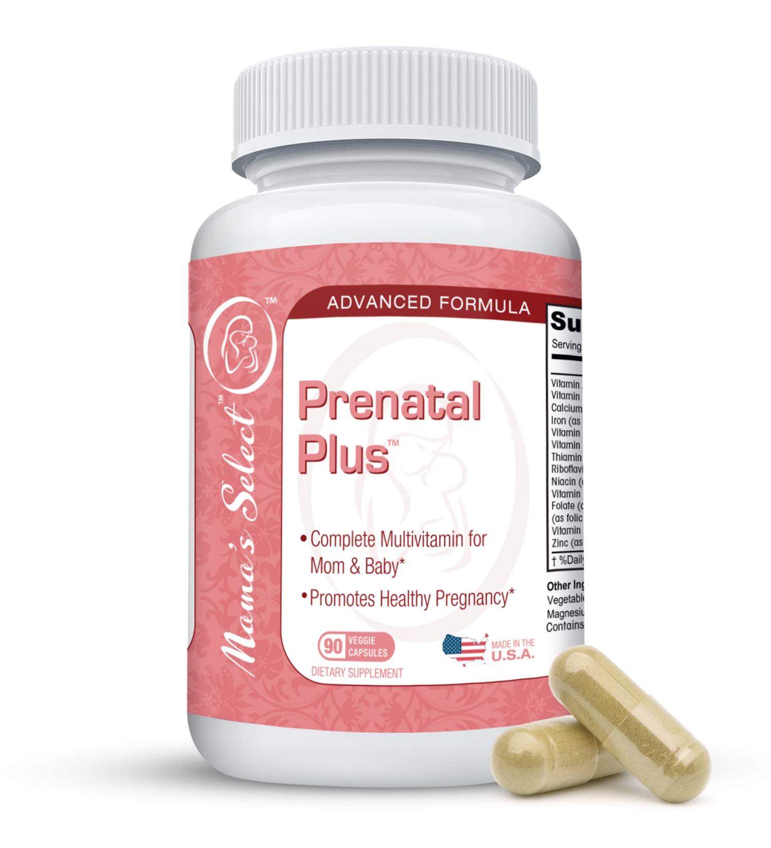 Mama's Select Prenatal Plus Natural Vitamins for Women - 1 a Day Methylfolate Formula - 90 Veggie Capsules - Buy Online on GoSupps.com