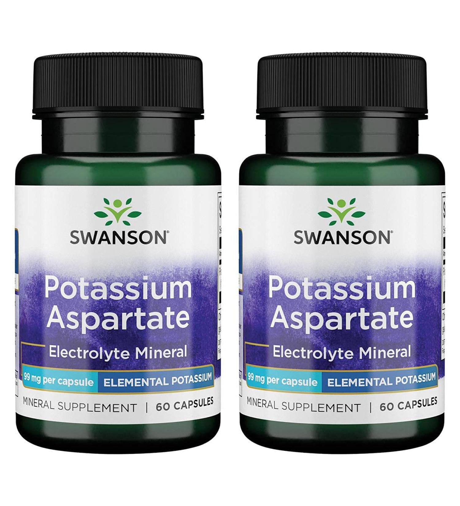 Swanson Potassium Aspartate 99mg 60 Capsules - Pack of 2 | Best Quality Supplements - Buy Online on GoSupps.com