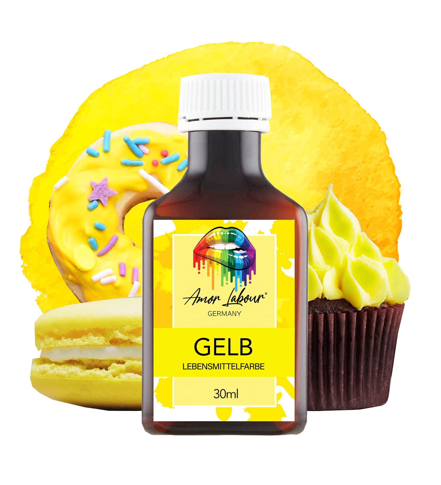 AMOR LABOUR Professional Food Coloring YELLOW 30ml | Ideal for Dough Desserts Muffins Macarons & More - International Shipping Available - Buy Online on GoSupps.com